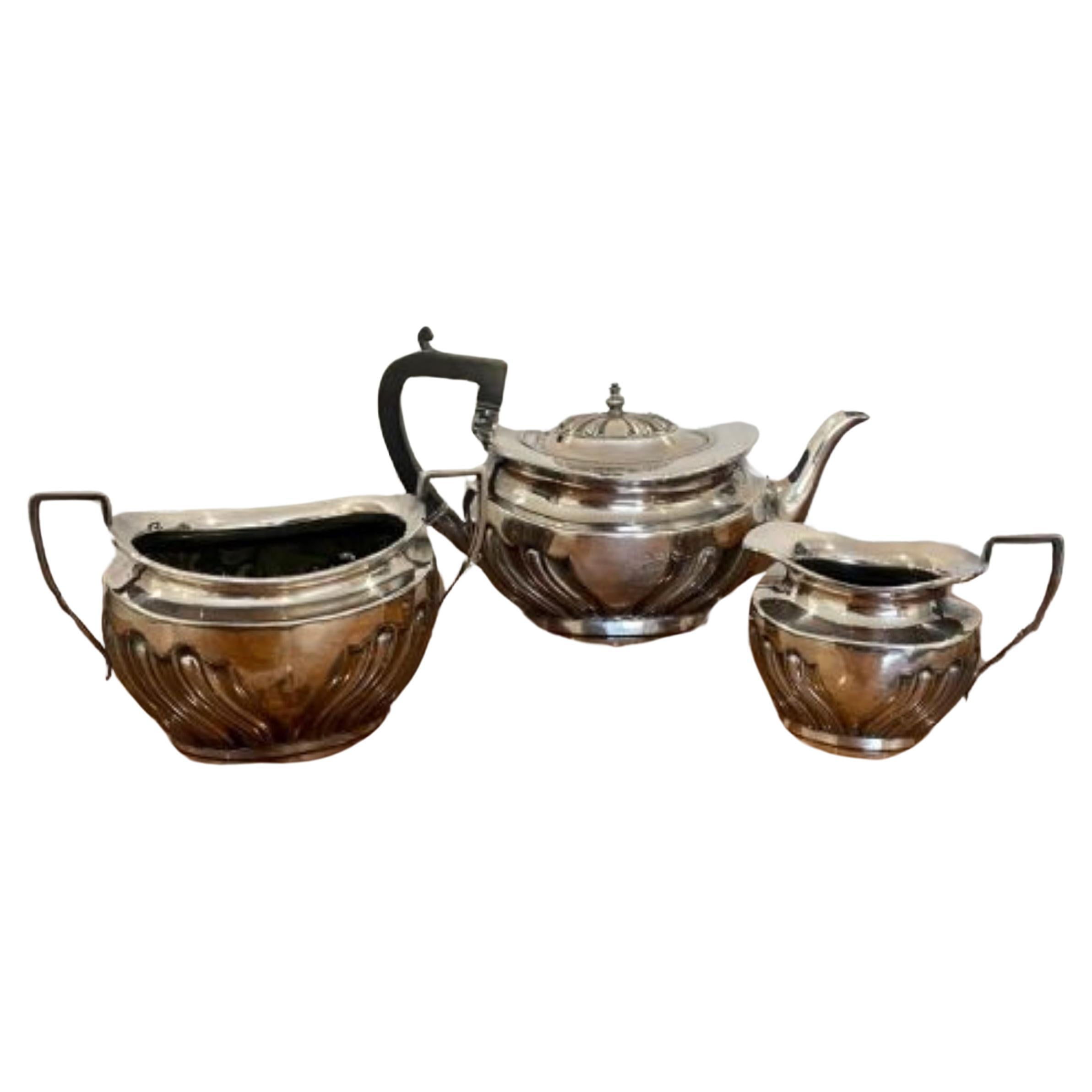 Antique Edwardian Quality Silver Plated Tea Set For Sale