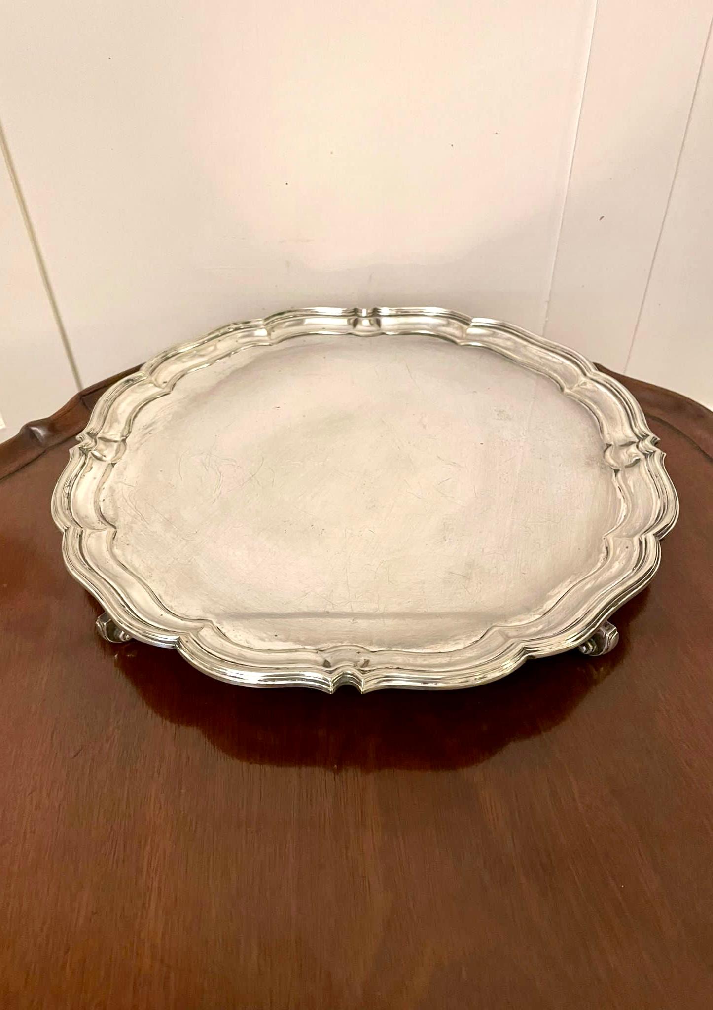 European Antique Edwardian Quality Silver Plated Tray For Sale