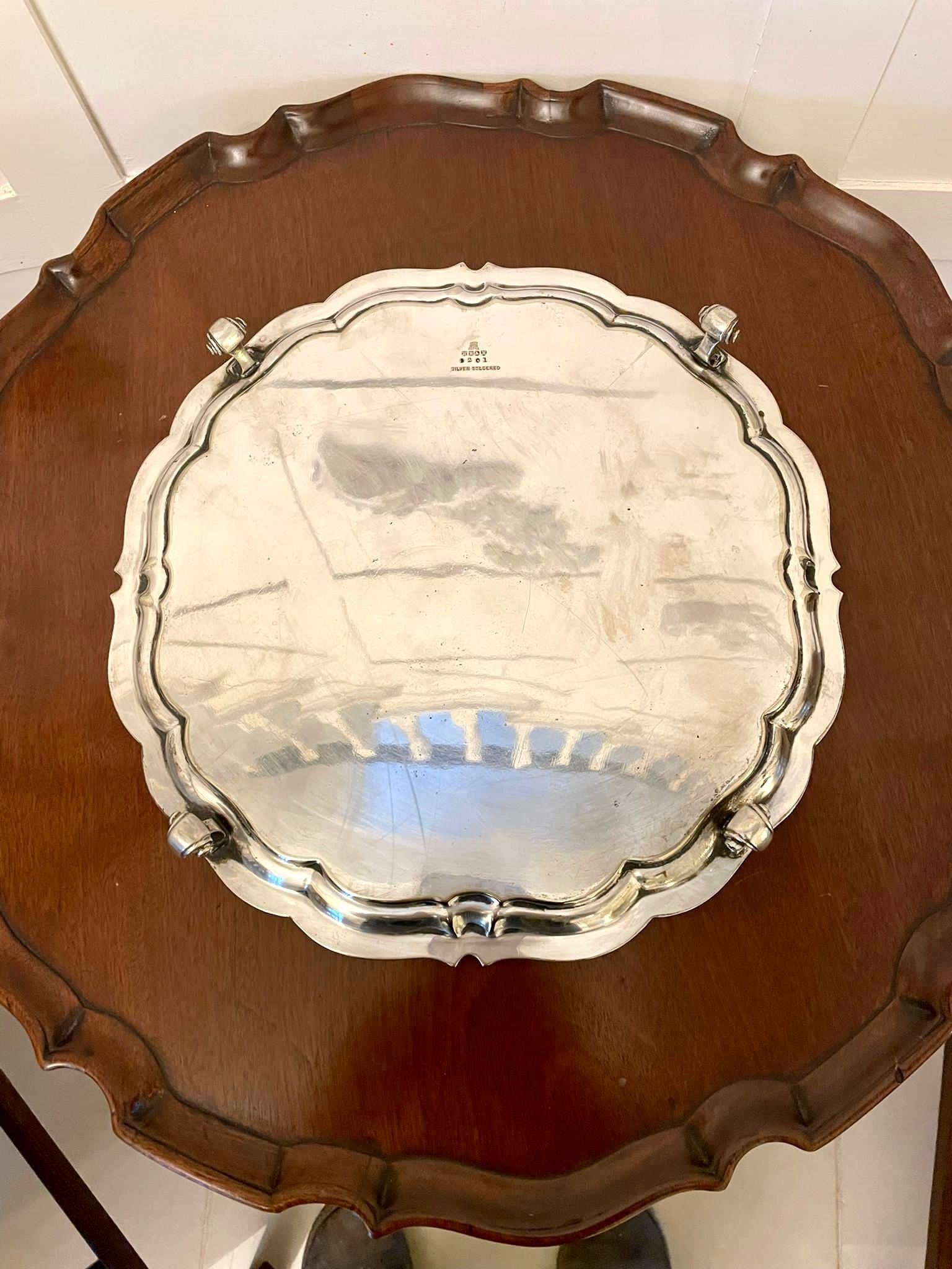 Antique Edwardian Quality Silver Plated Tray In Good Condition For Sale In Suffolk, GB