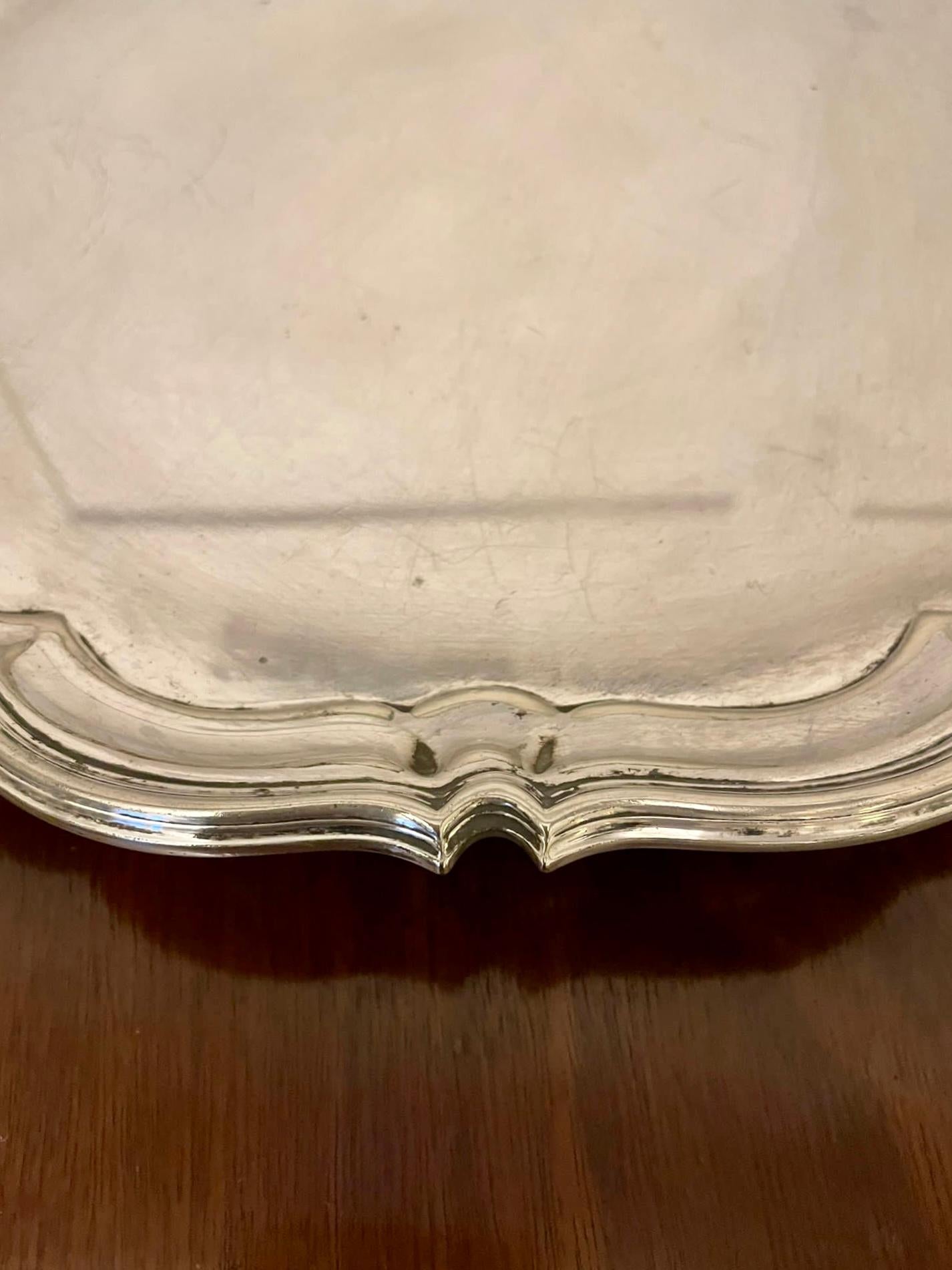 Early 20th Century Antique Edwardian Quality Silver Plated Tray For Sale