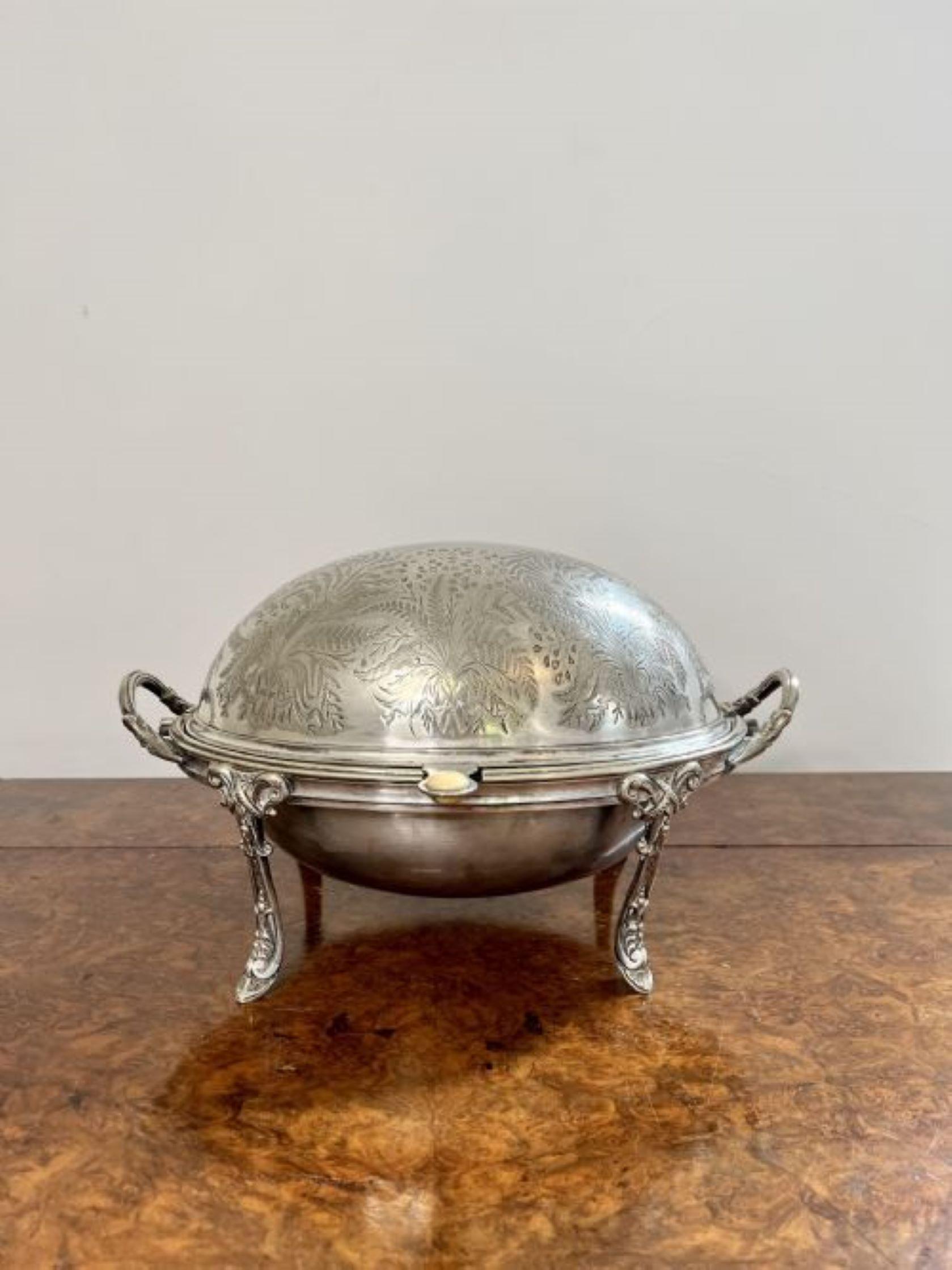 Antique Edwardian quality silver plated turnover dish  In Good Condition For Sale In Ipswich, GB