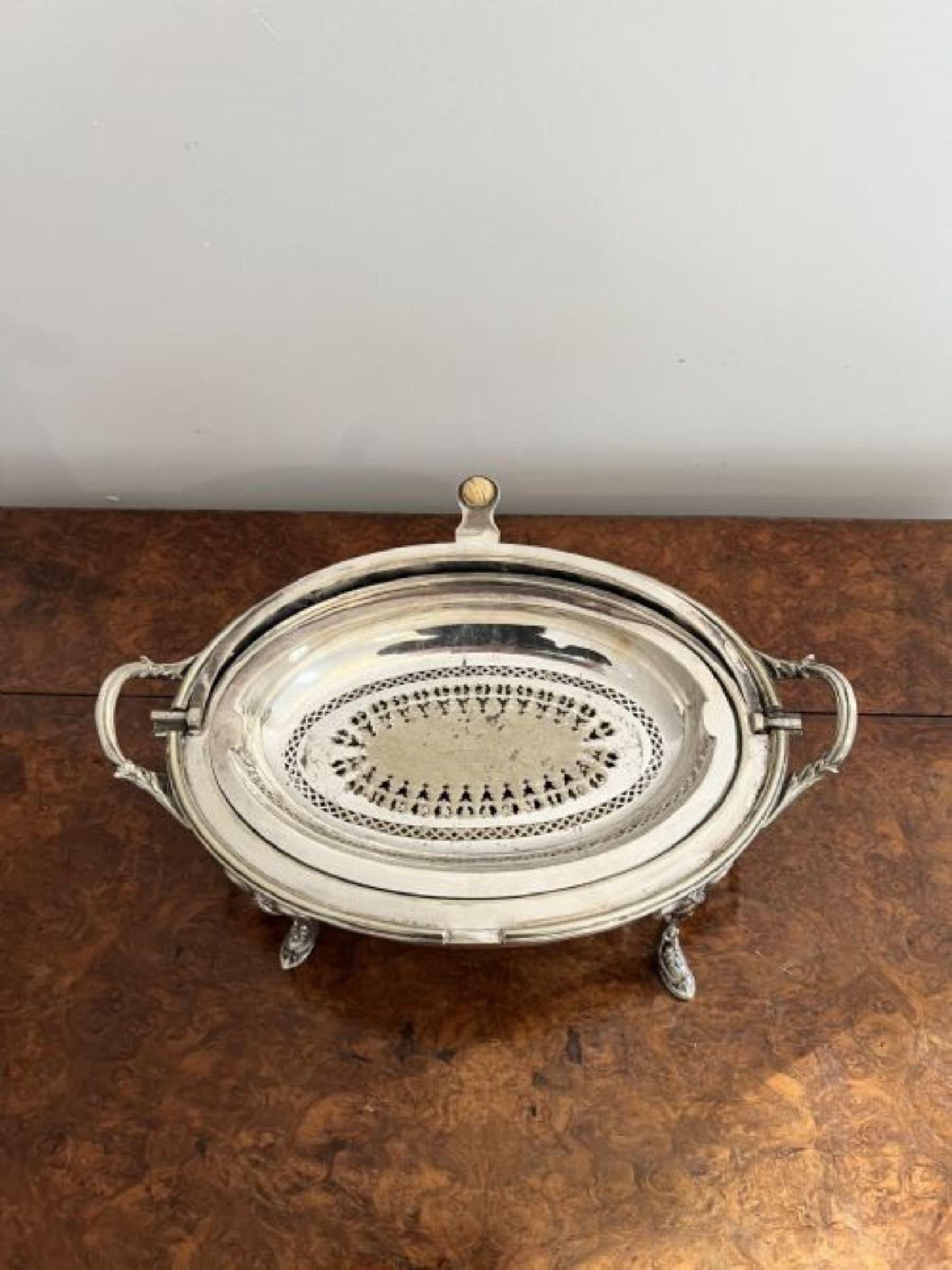 Antique Edwardian quality silver plated turnover dish  For Sale 3