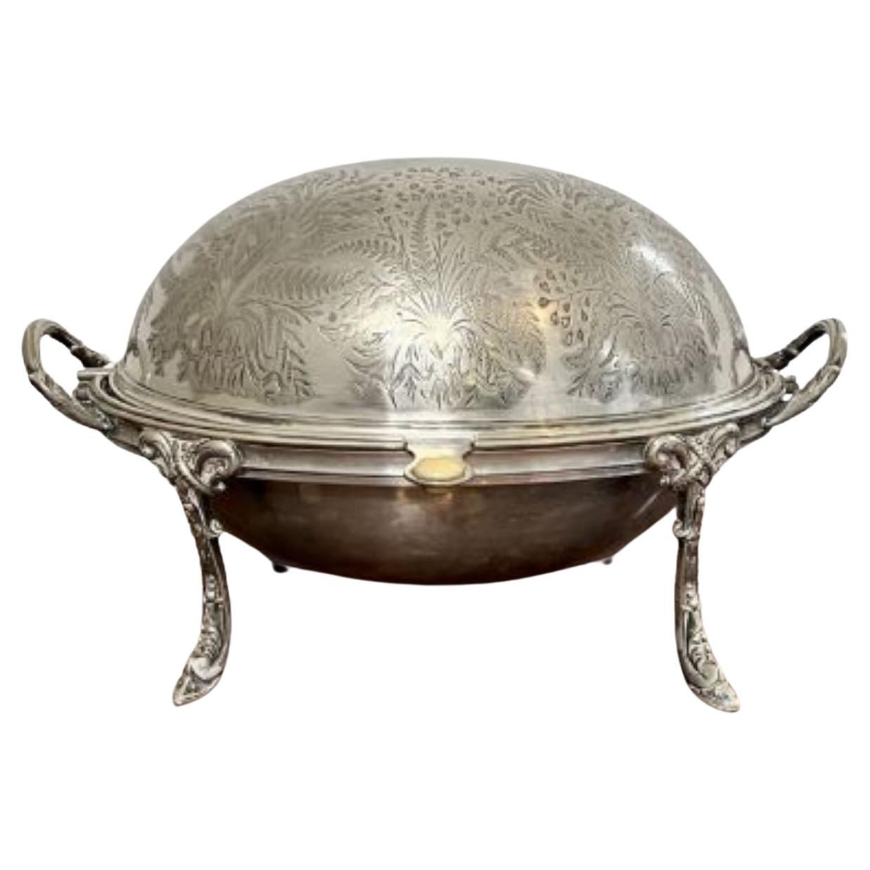 Antique Edwardian quality silver plated turnover dish  For Sale