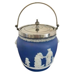 Antique Edwardian Quality Wedgwood Jasperware Biscuit Barrel