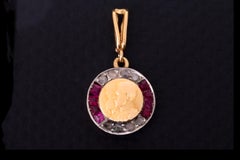 Antique Edwardian Queen Alexandra and Kind Edward Gold Pendant Early 1900s