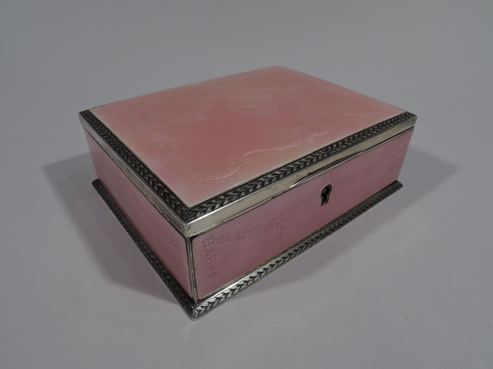 Antique Edwardian Regency Sterling Silver and Enamel Jewelry Box by Kerr In Good Condition In New York, NY