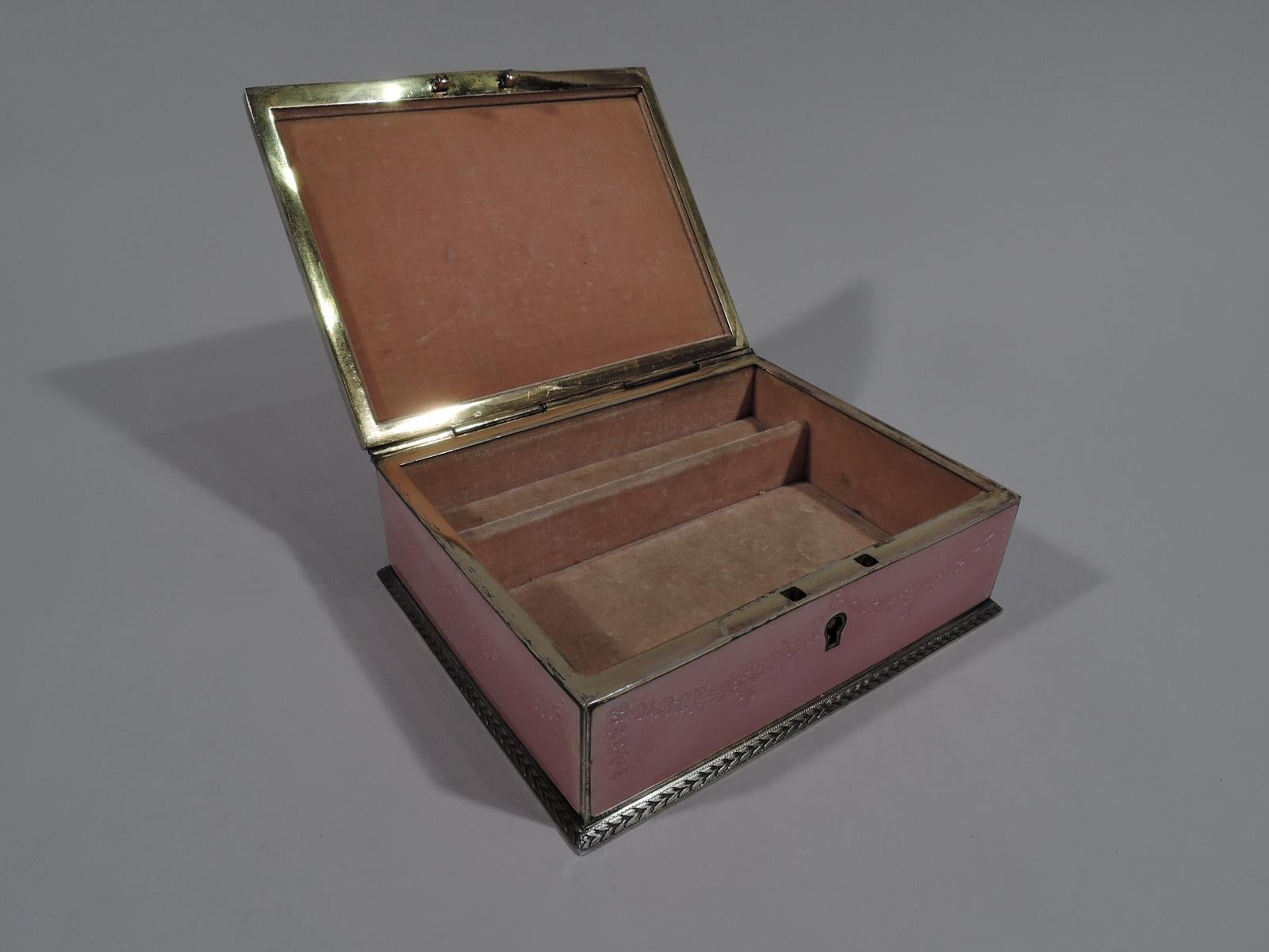 Antique Edwardian Regency Sterling Silver and Enamel Jewelry Box by Kerr 1