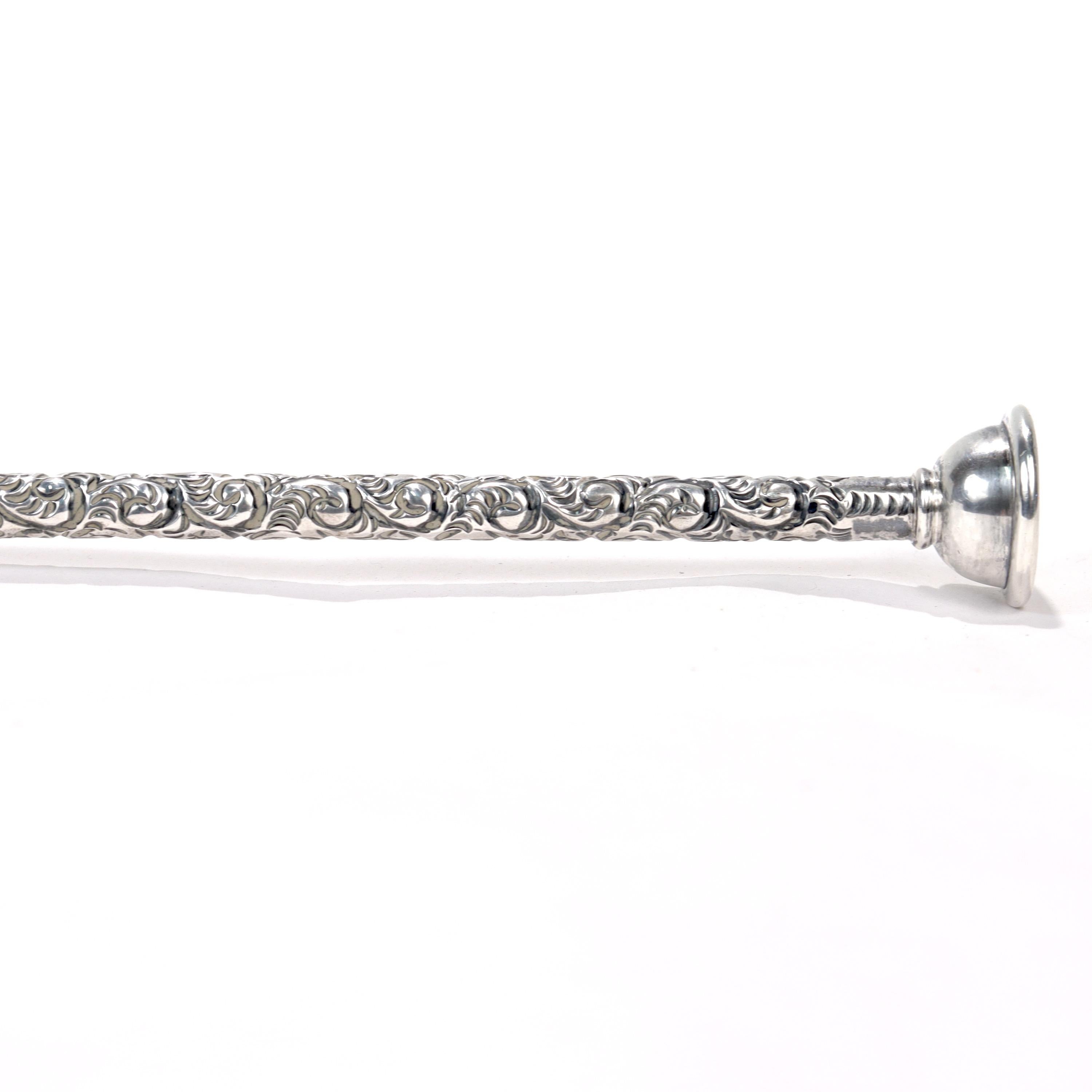 Antique Edwardian Repousse Sterling Silver Ear Trumpet or Horn 3