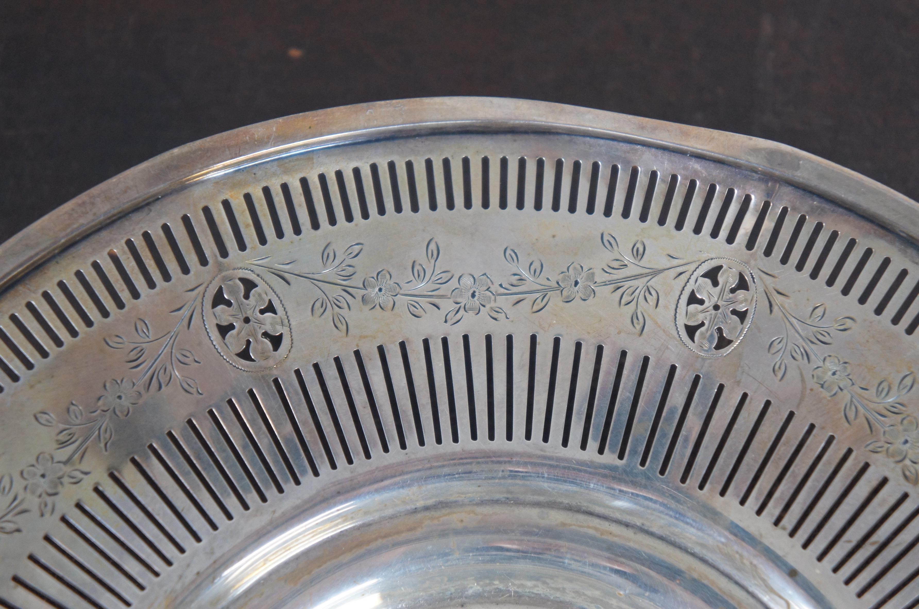 Antigua cesta nupcial eduardiana reticulada Gorham de plata de ley para pastel de pan siglo XX en venta