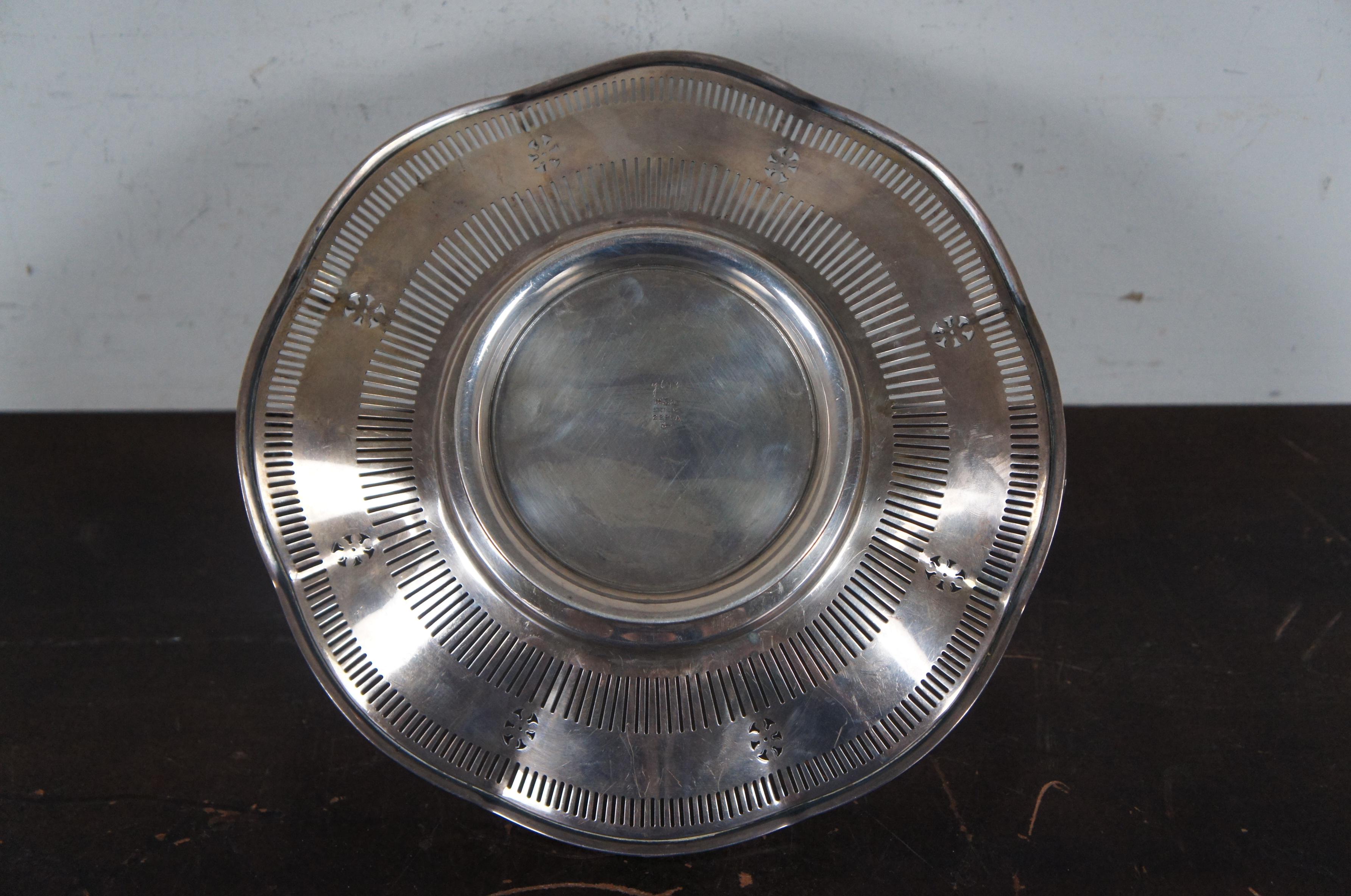 Antigua cesta nupcial eduardiana reticulada Gorham de plata de ley para pastel de pan en venta 2