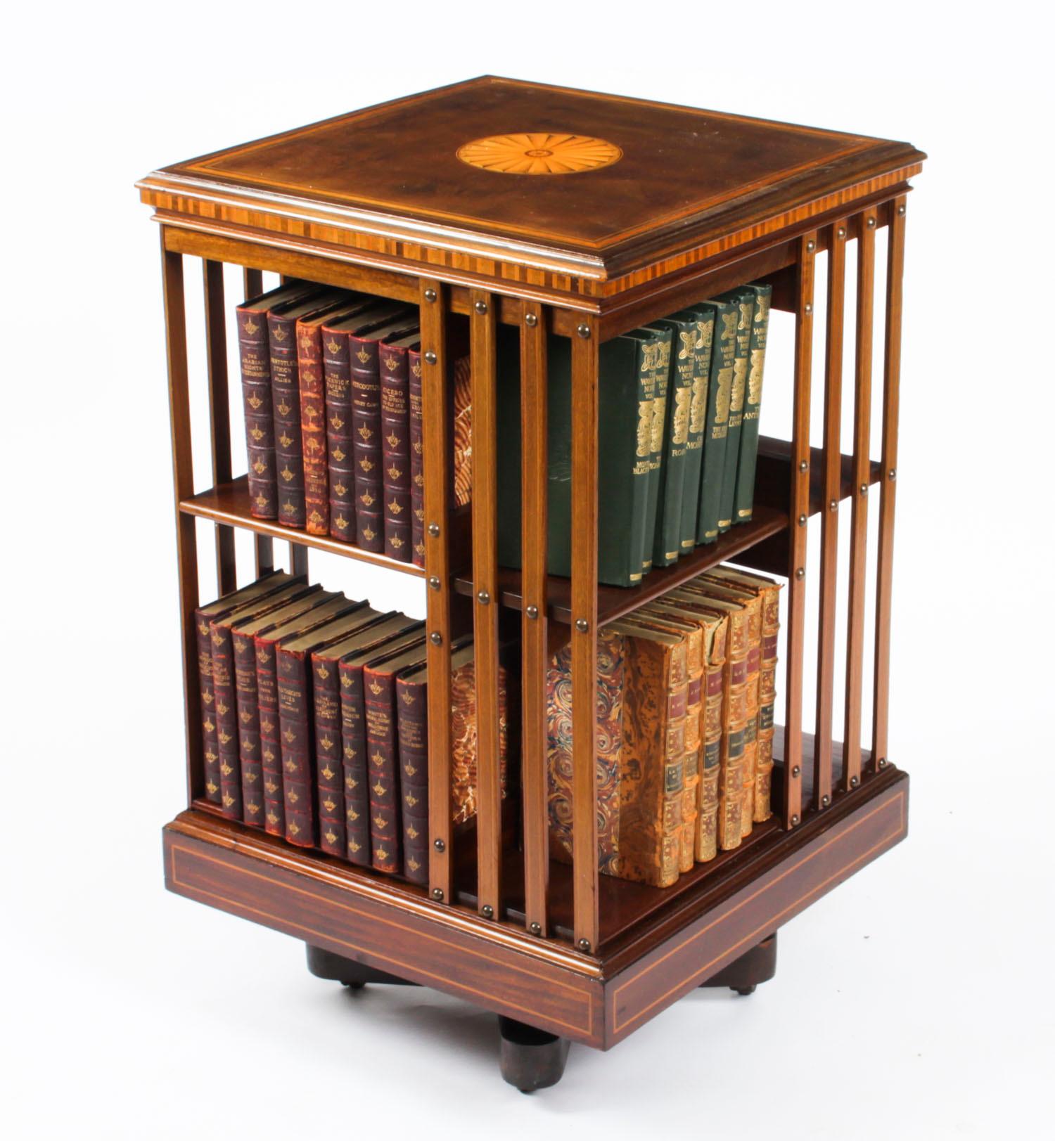 Antique Edwardian Revolving Bookcase Flame Mahogany, Early 20th Century In Good Condition In London, GB