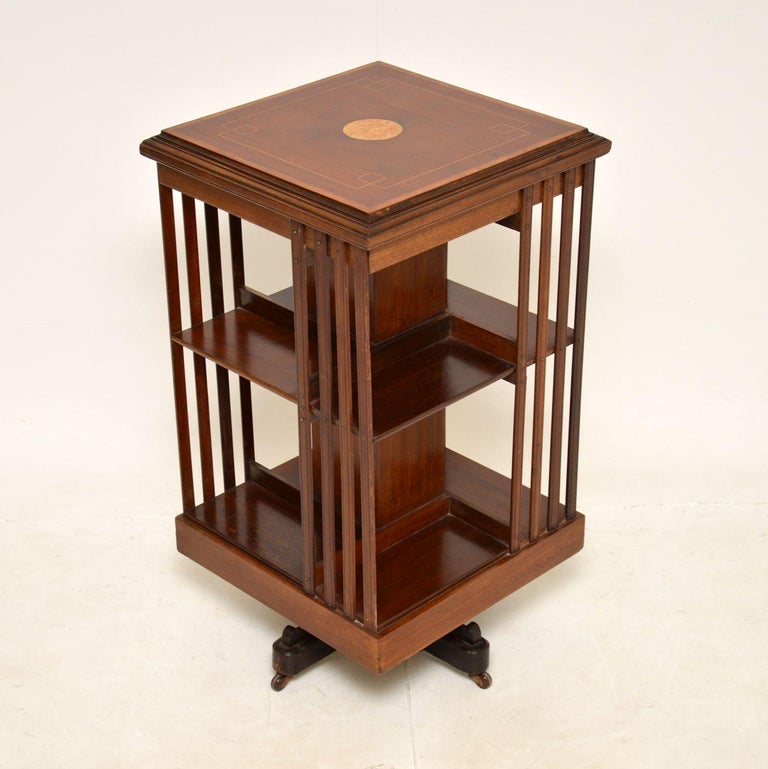 Antique Edwardian Revolving Bookcase For Sale at 1stDibs