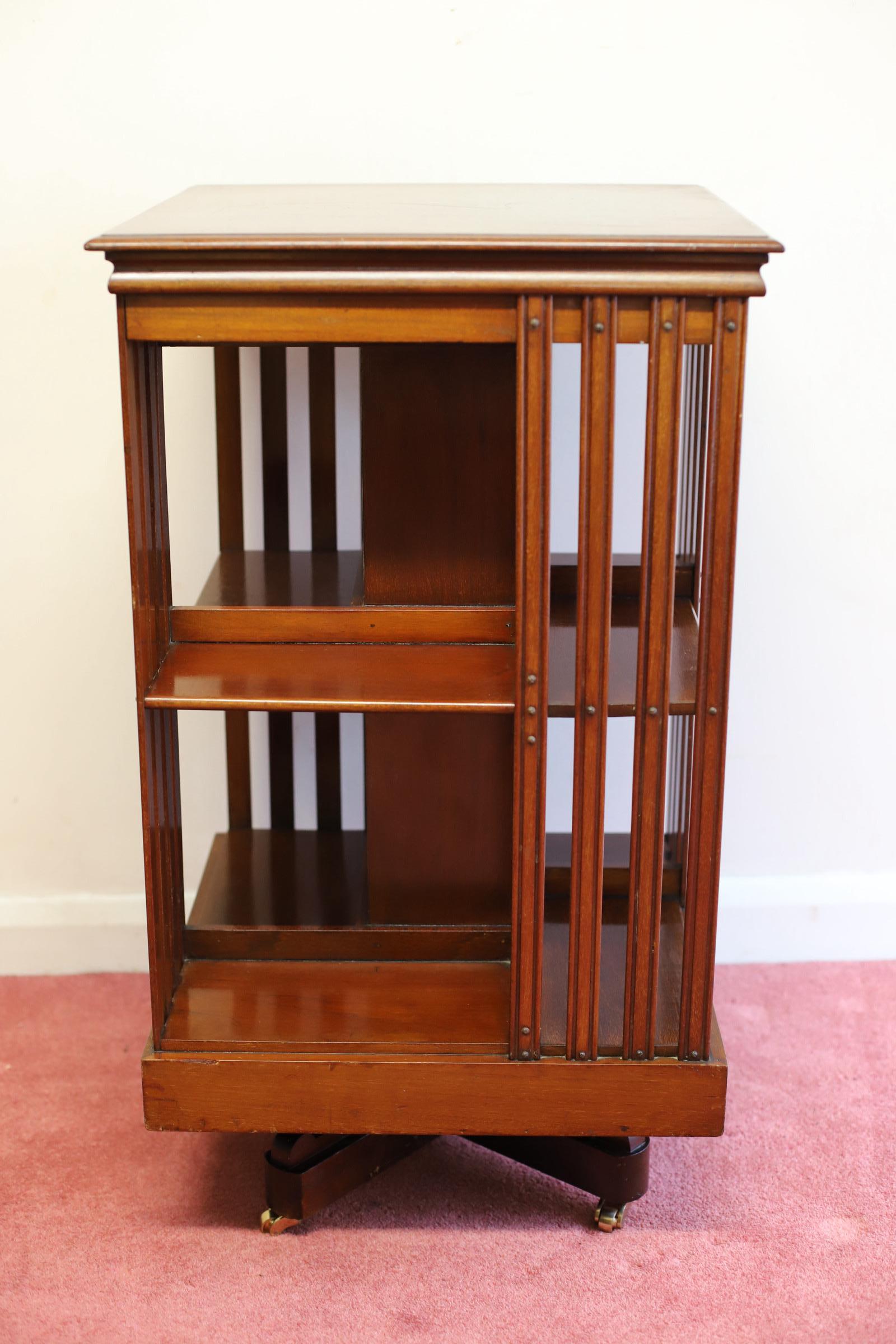 Antique Edwardian Revolving Bookcase  In Fair Condition For Sale In Crawley, GB