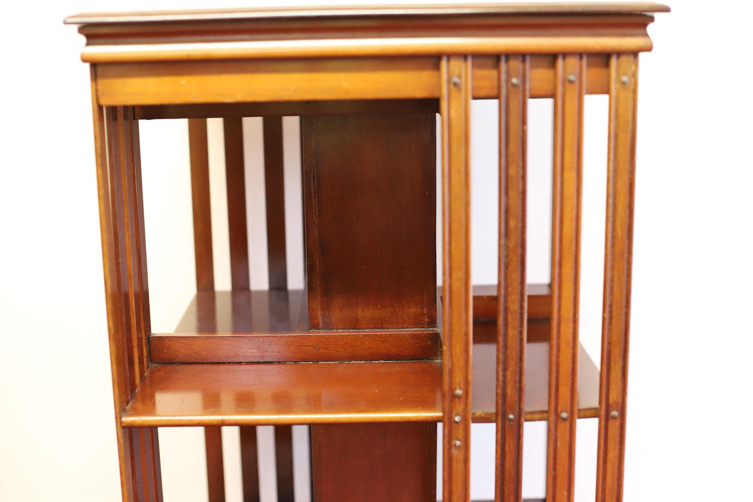 Hardwood Antique Edwardian Revolving Bookcase  For Sale