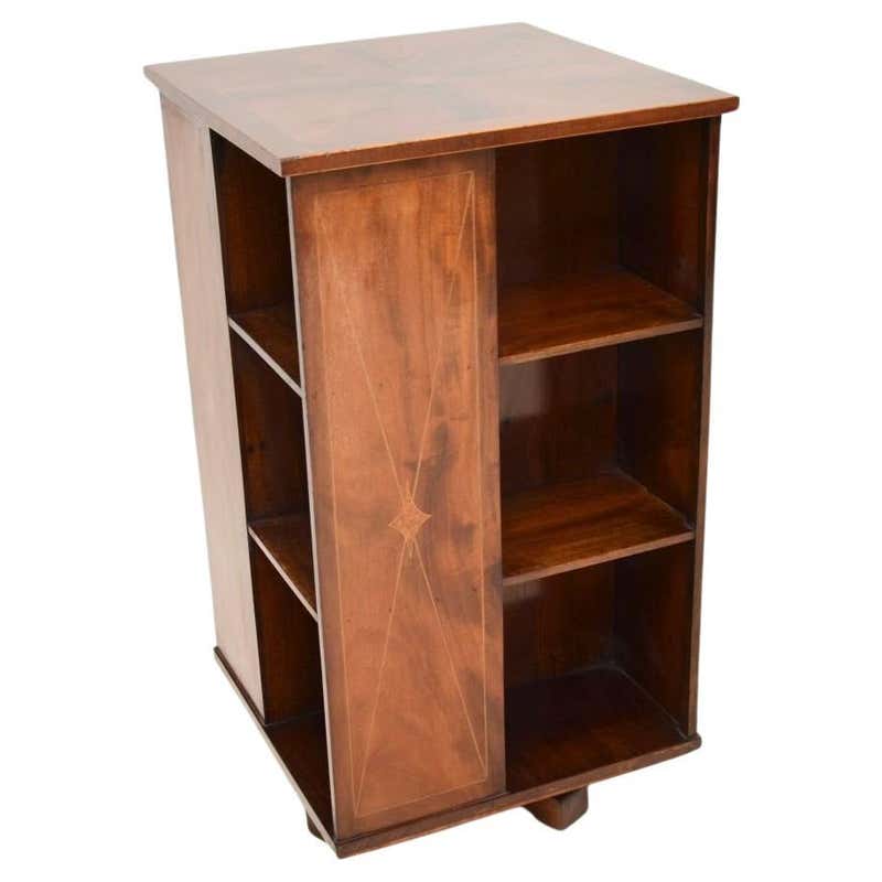 Edwardian Revolving Two Tier Oak Library Bookcase With Porcelain ...