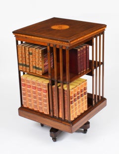 Antique Edwardian Revolving Bookcase Maple & Co Early 20th Century