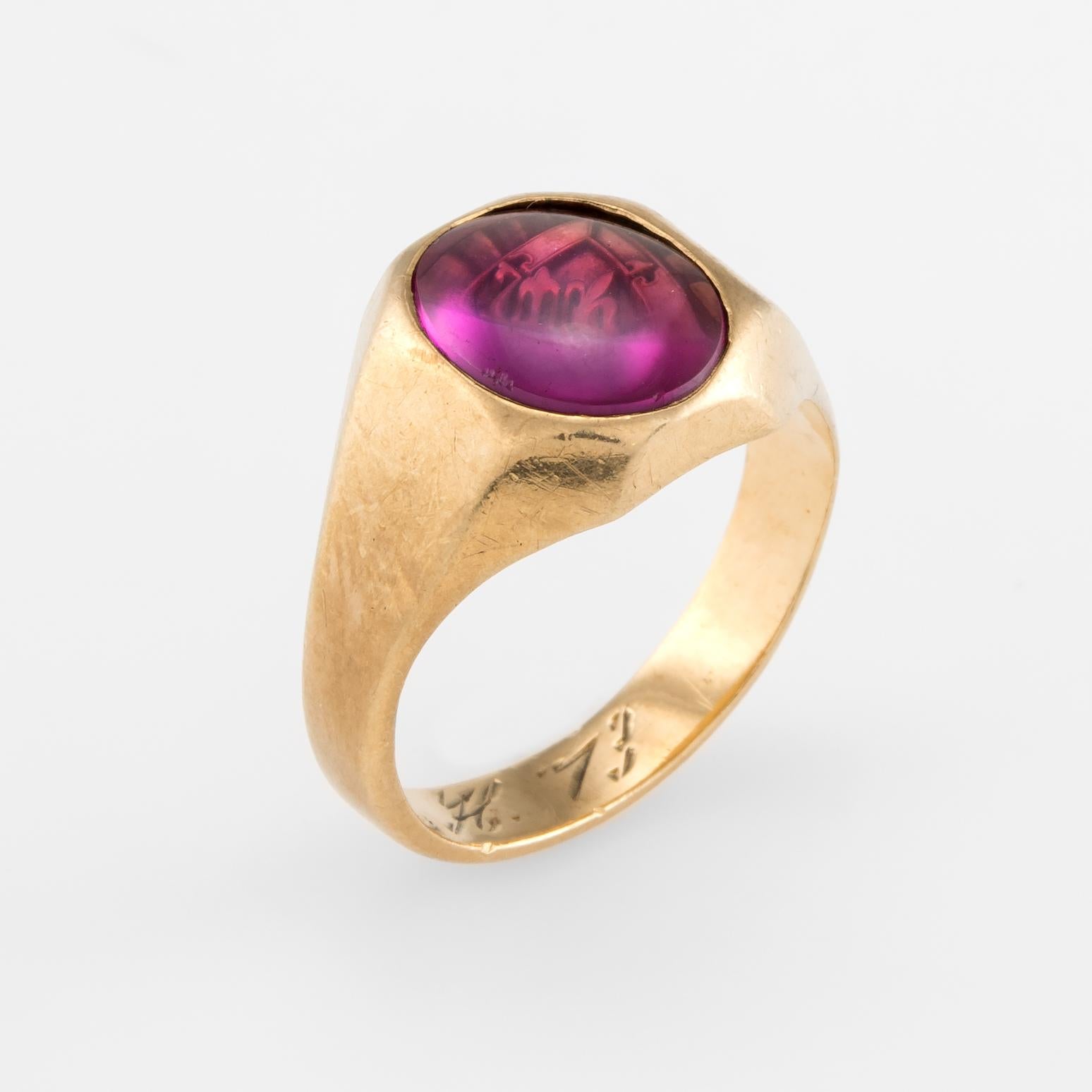 Antique Edwardian Ring Intaglio Crest Signet Fleur de Lis 10k Gold ...