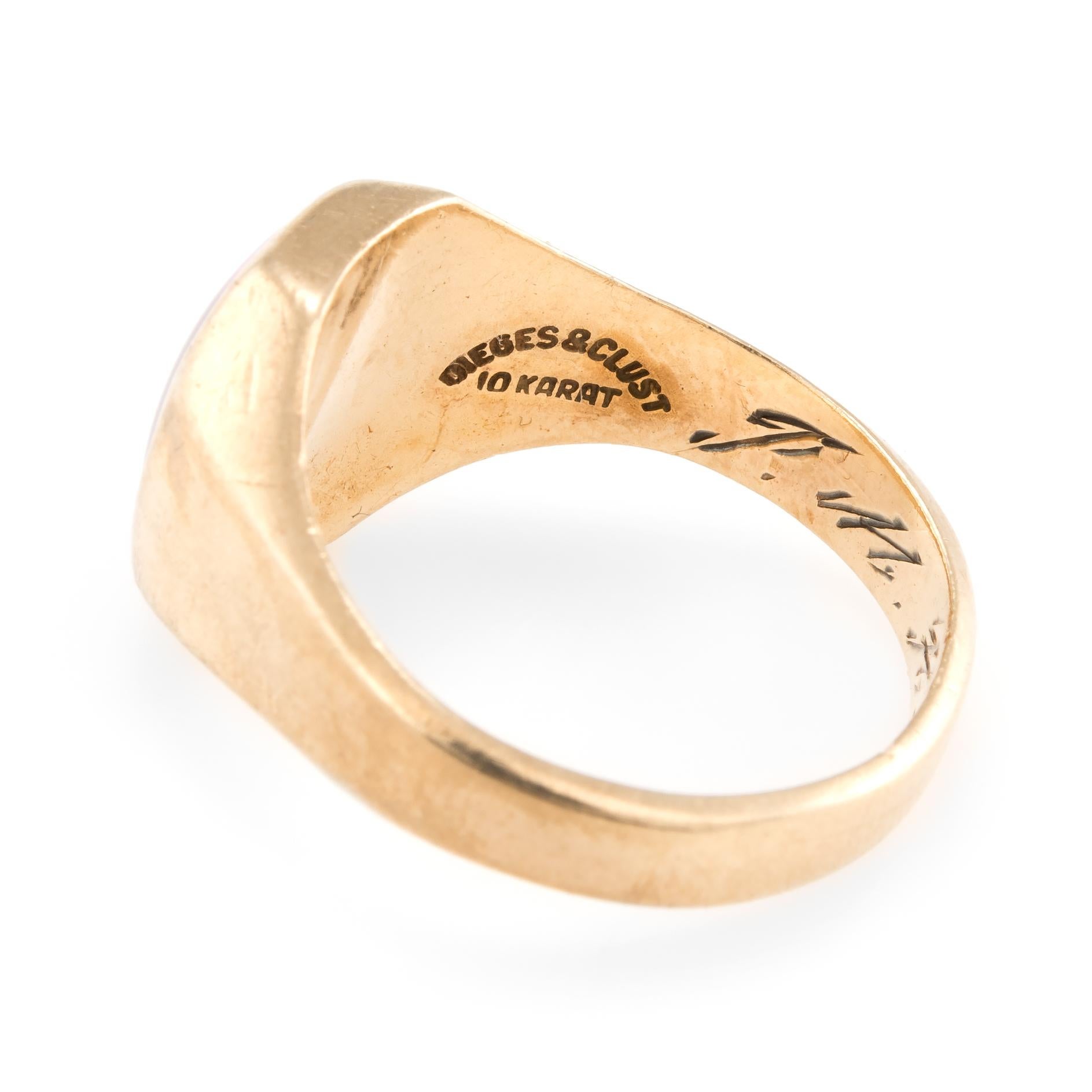 Antique Edwardian Ring Intaglio Crest Signet Fleur de Lis 10k Gold ...