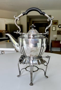 Antique Edwardian Roberts & Belk Silver Kettle on Stand & Burner