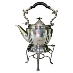 Antique Edwardian Roberts & Belk Silver Kettle on Stand & Burner