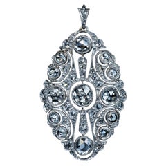 Antique Edwardian Rose Cut Diamond Platinum Pendant