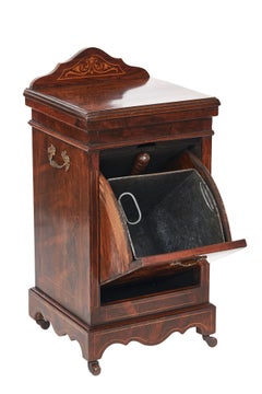 Antique Edwardian Rosewood Inlaid Coal Purdonium