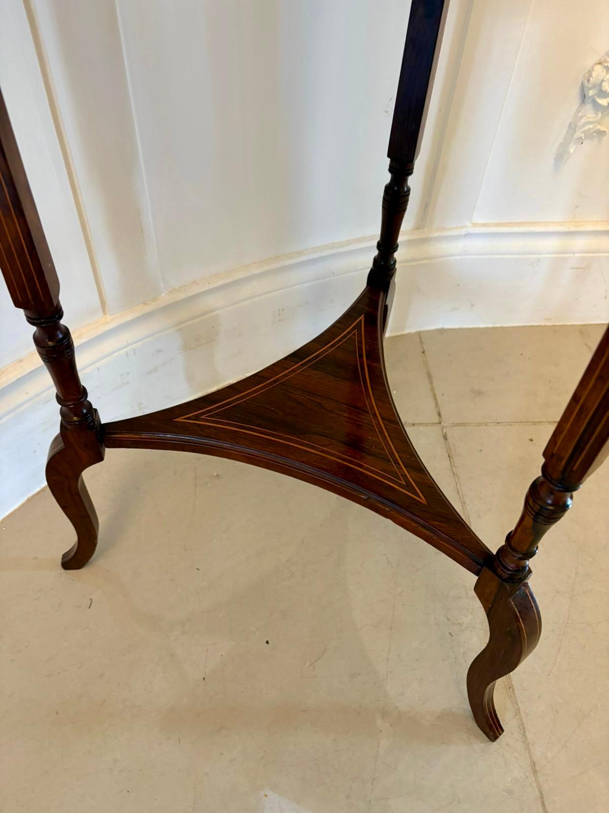 Ancienne lampe/table d'appoint édouardienne en bois de rose marqueté à feuilles tombantes en vente 2
