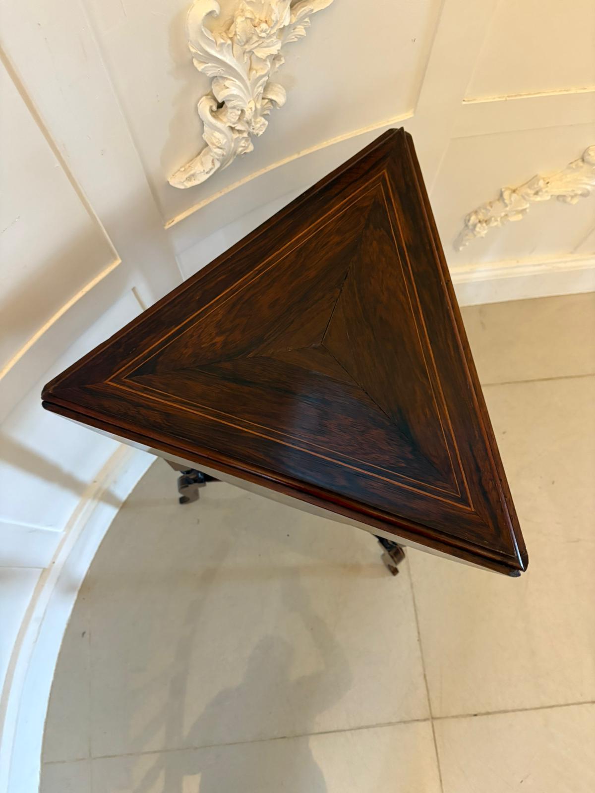 Ancienne lampe/table d'appoint édouardienne en bois de rose marqueté à feuilles tombantes en vente 5