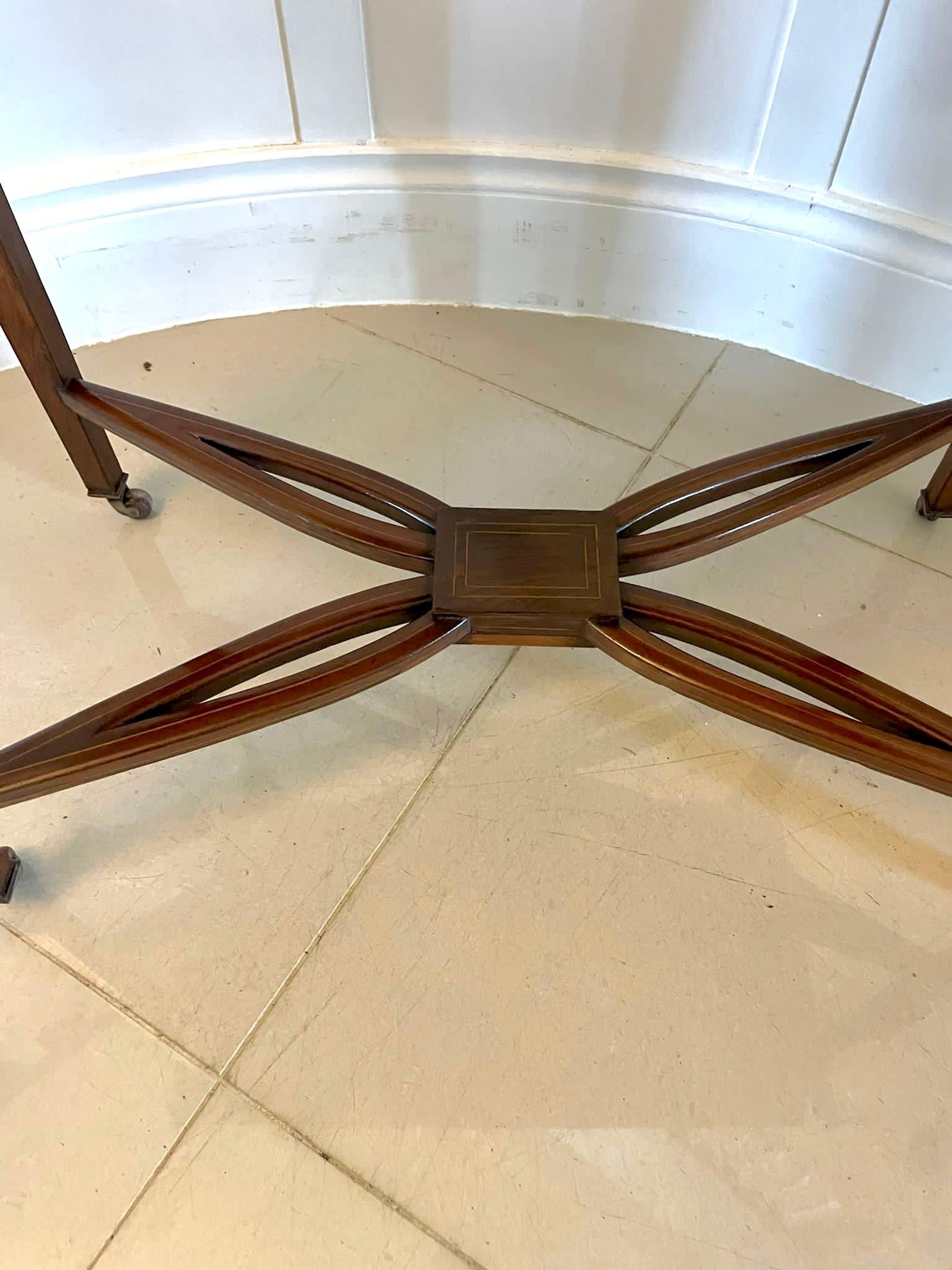 Inlay Antique Edwardian Rosewood Inlaid Freestanding Card/Side Table For Sale