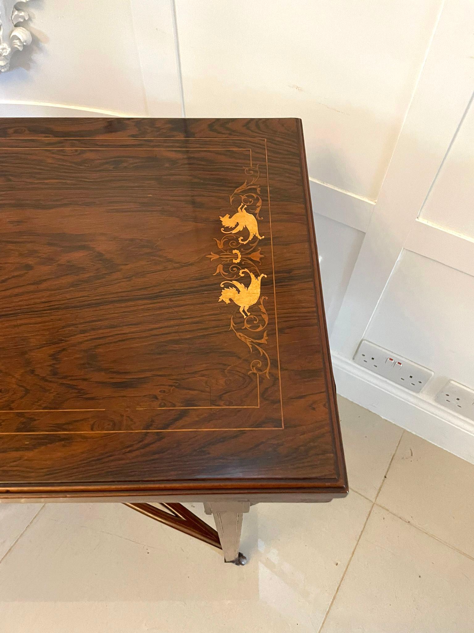 Antique Edwardian Rosewood Inlaid Freestanding Card/Side Table In Good Condition For Sale In Suffolk, GB