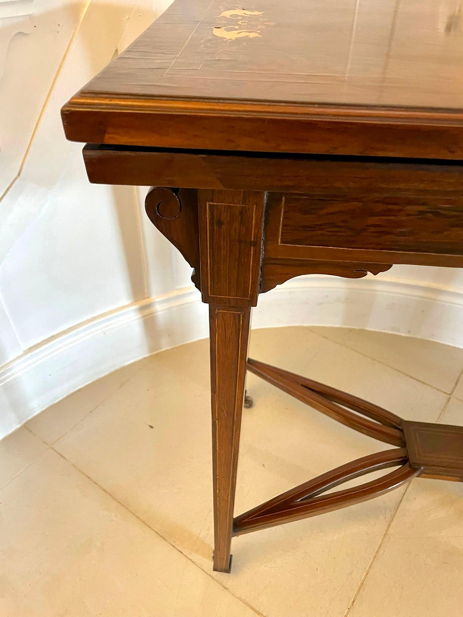 Antique Edwardian Rosewood Inlaid Freestanding Card/Side Table For Sale 2