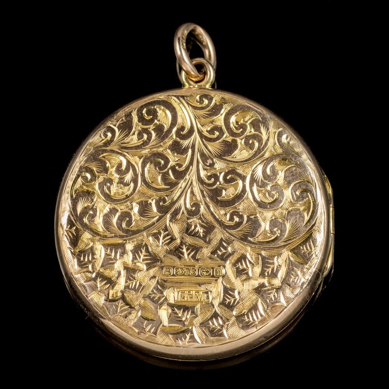 Antique Edwardian Round 9 Carat Gold Heart Locket Dated 1908 at 1stDibs ...