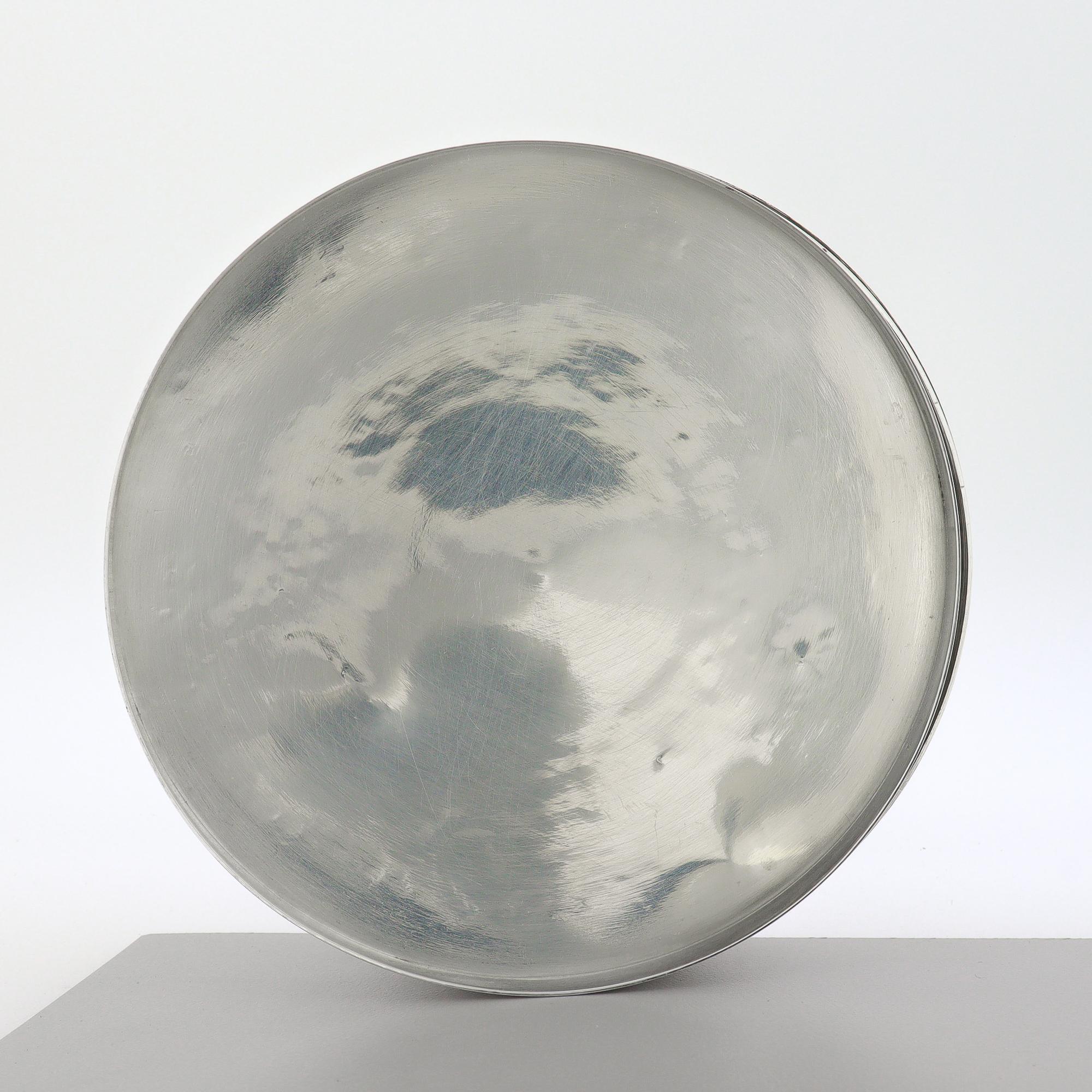 Antique Edwardian Round Sterling Silver Dresser Box by Shreve, Crump, & Low For Sale 8