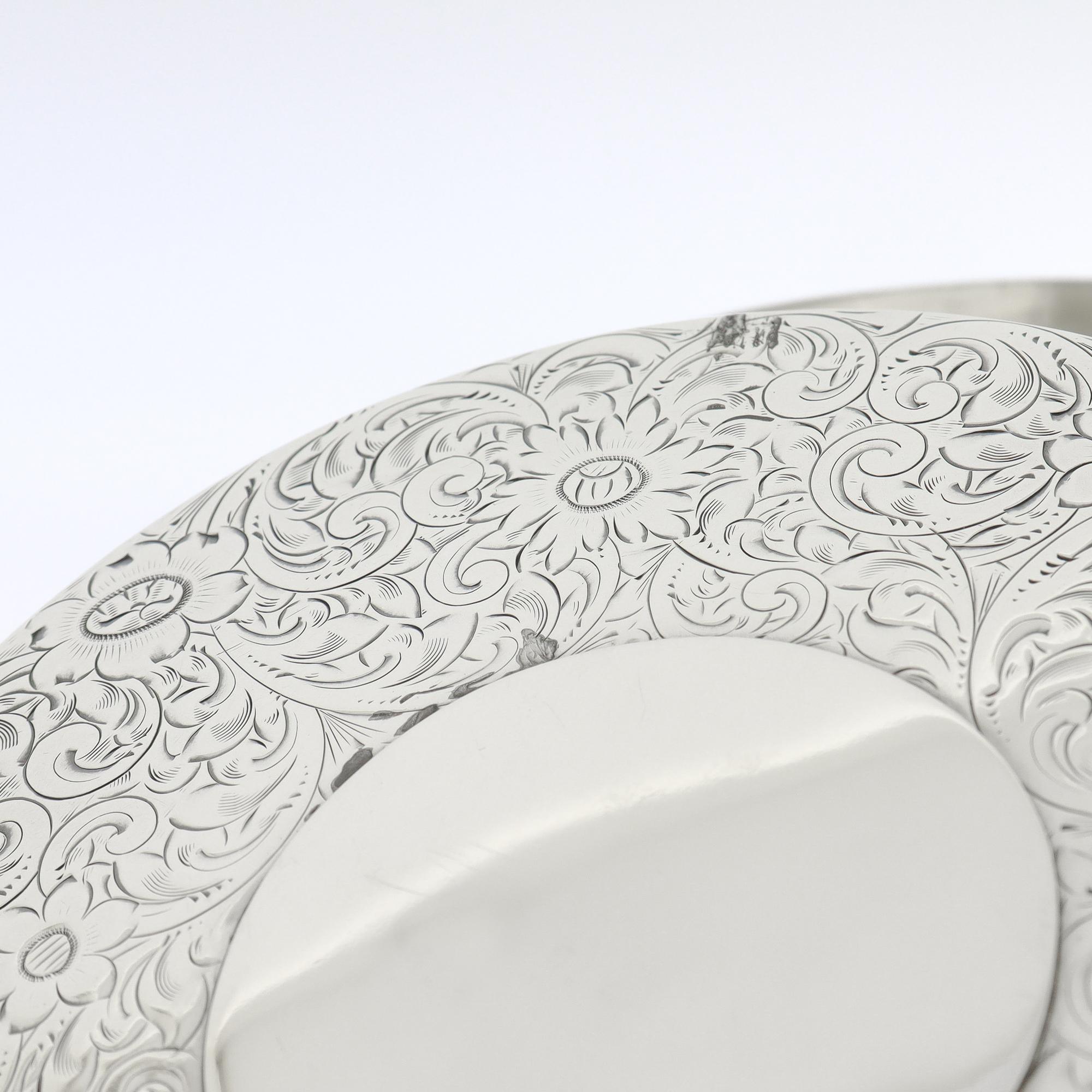 Antique Edwardian Round Sterling Silver Dresser Box by Shreve, Crump, & Low For Sale 11