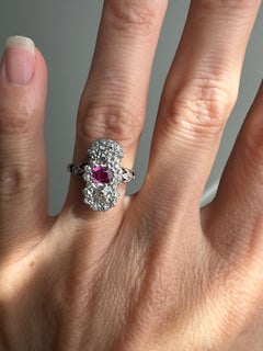 Antique Edwardian Ruby and Diamond Three Stone Trilogy Ring