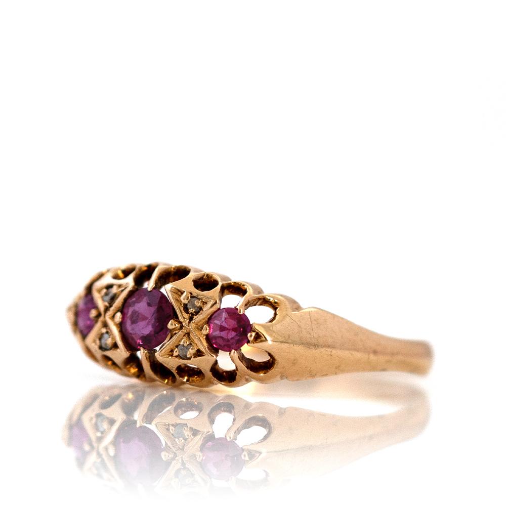 Women's Antique Edwardian Ruby Diamond 18ct Gold Ring For Sale