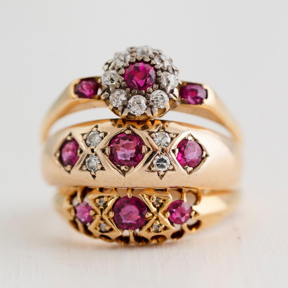 Antique Edwardian Ruby Diamond 18ct Gold Ring For Sale 1