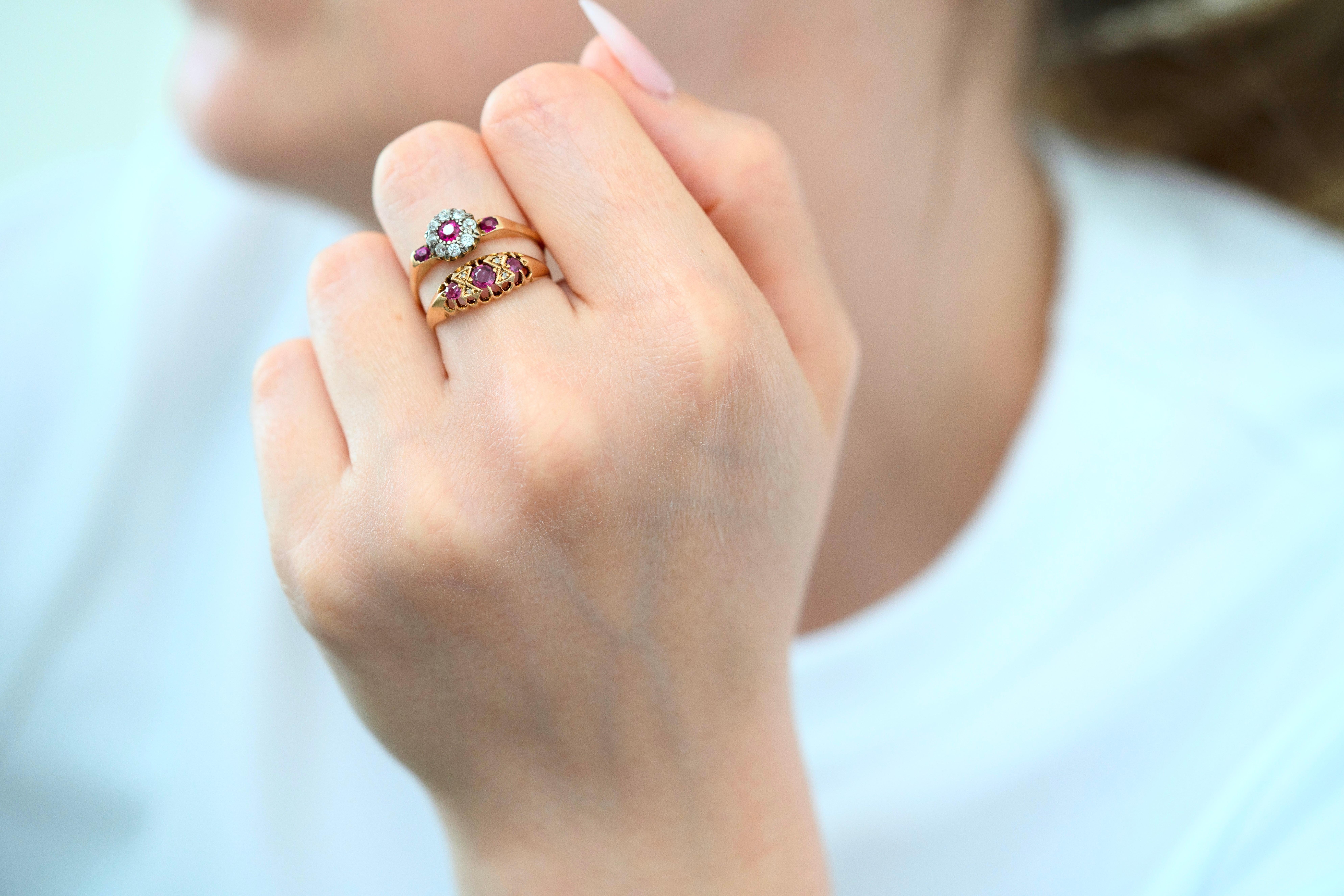 Antique Edwardian Ruby Diamond 18ct Gold Ring For Sale 2