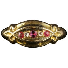 Antique Edwardian Ruby Diamond Trilogy Ring Dated 1909 Chester