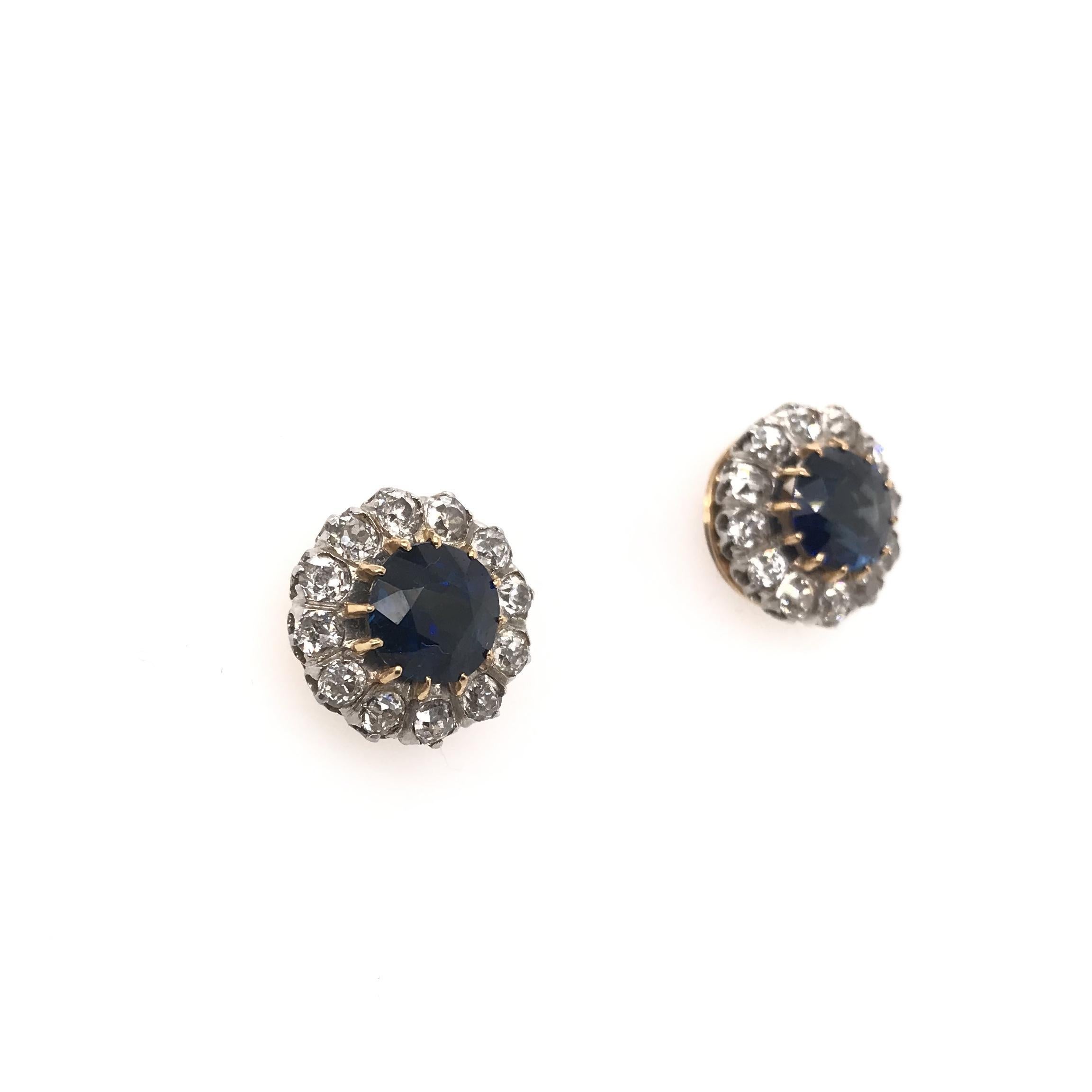 Antique Edwardian Sapphire and Diamond Earrings 8