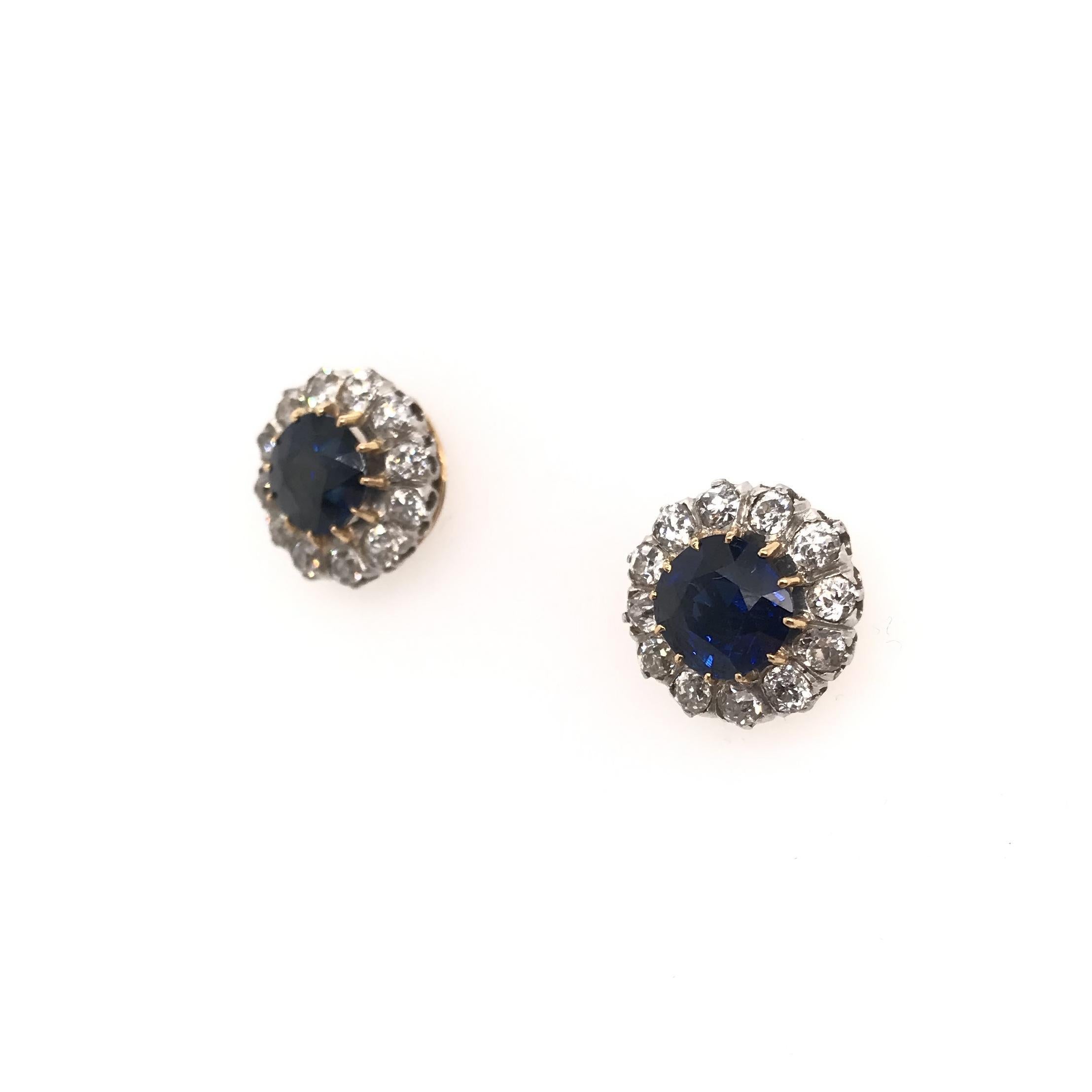 Antique Edwardian Sapphire and Diamond Earrings 9