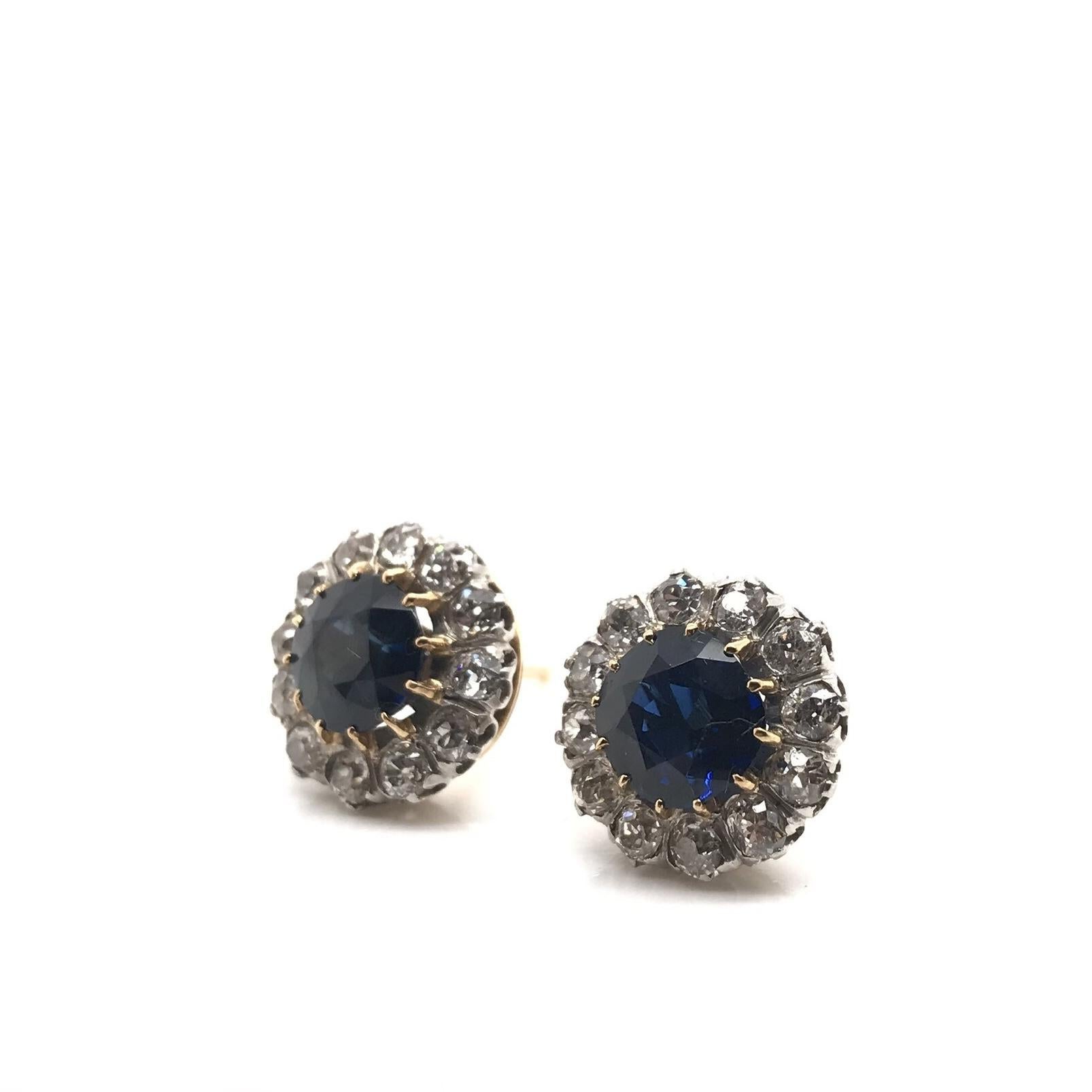 Women's Antique Edwardian Sapphire and Diamond Earrings