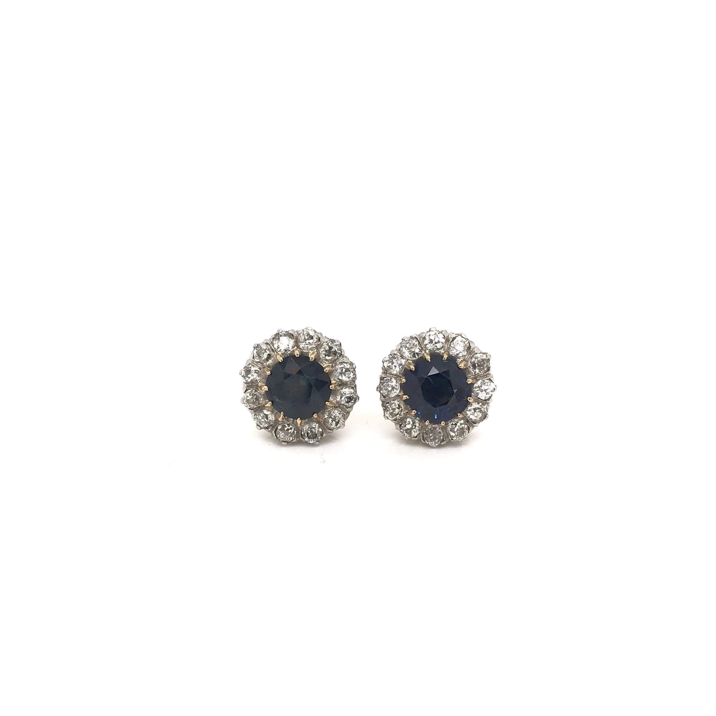 Antique Edwardian Sapphire and Diamond Earrings 1