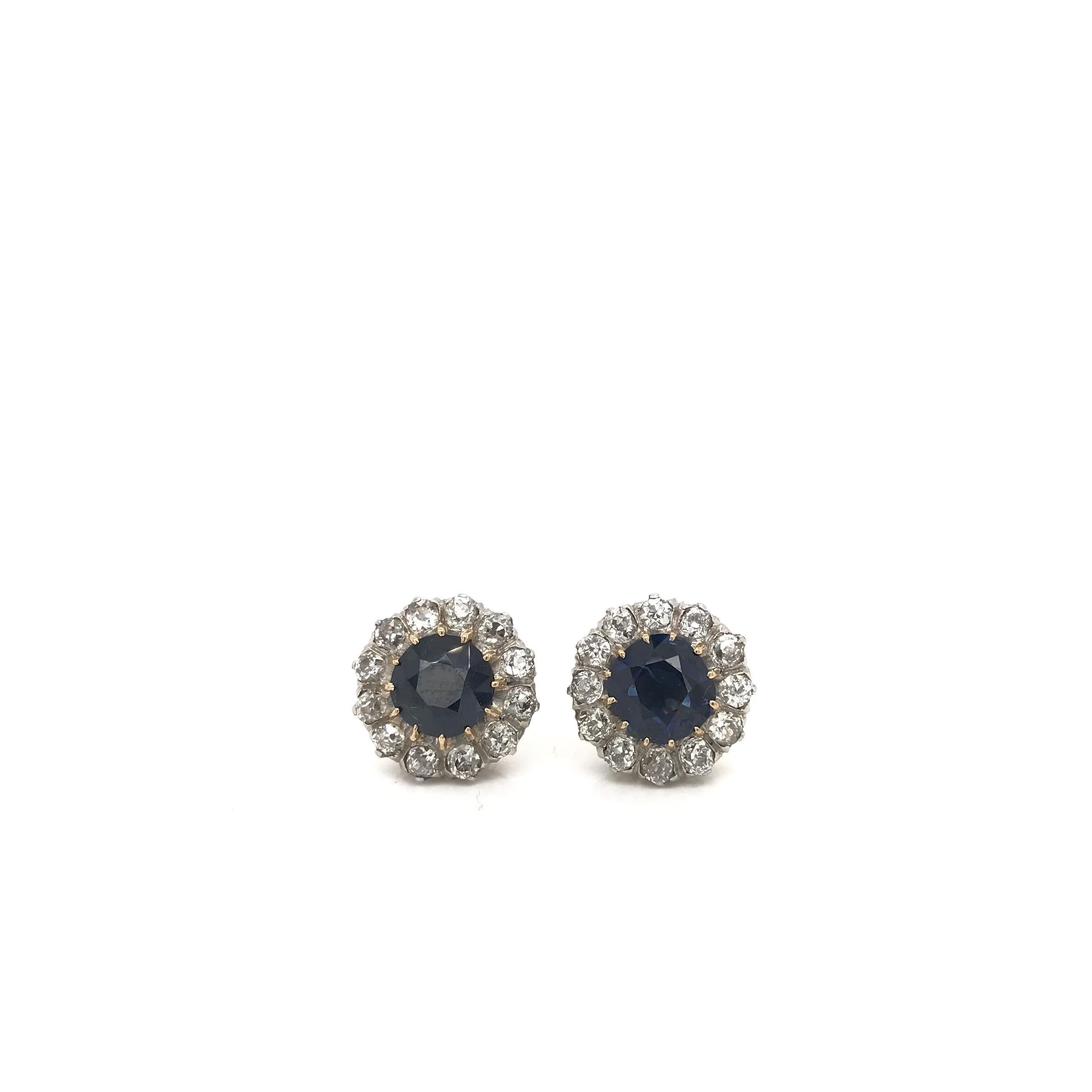 Antique Edwardian Sapphire and Diamond Earrings 2