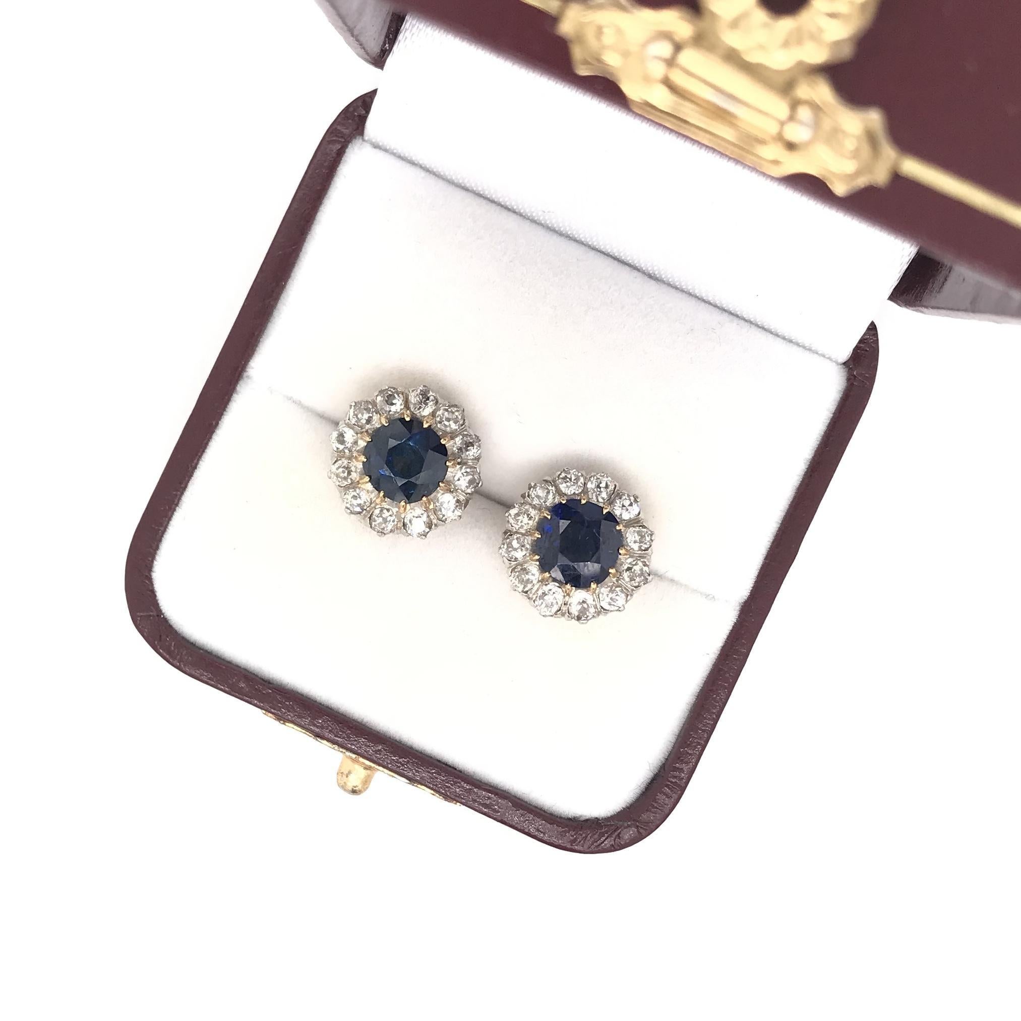 Antique Edwardian Sapphire and Diamond Earrings 3