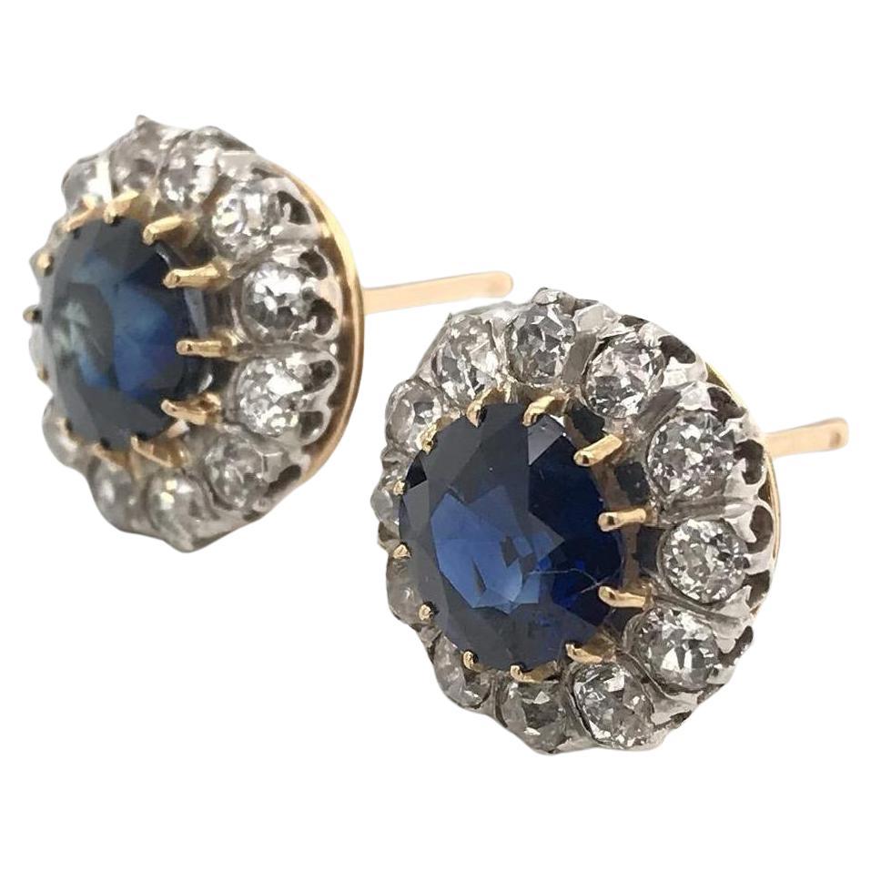 Antique Edwardian Sapphire and Diamond Earrings