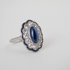 Antique Edwardian Sapphire and Diamond Platinum Engagement Ring