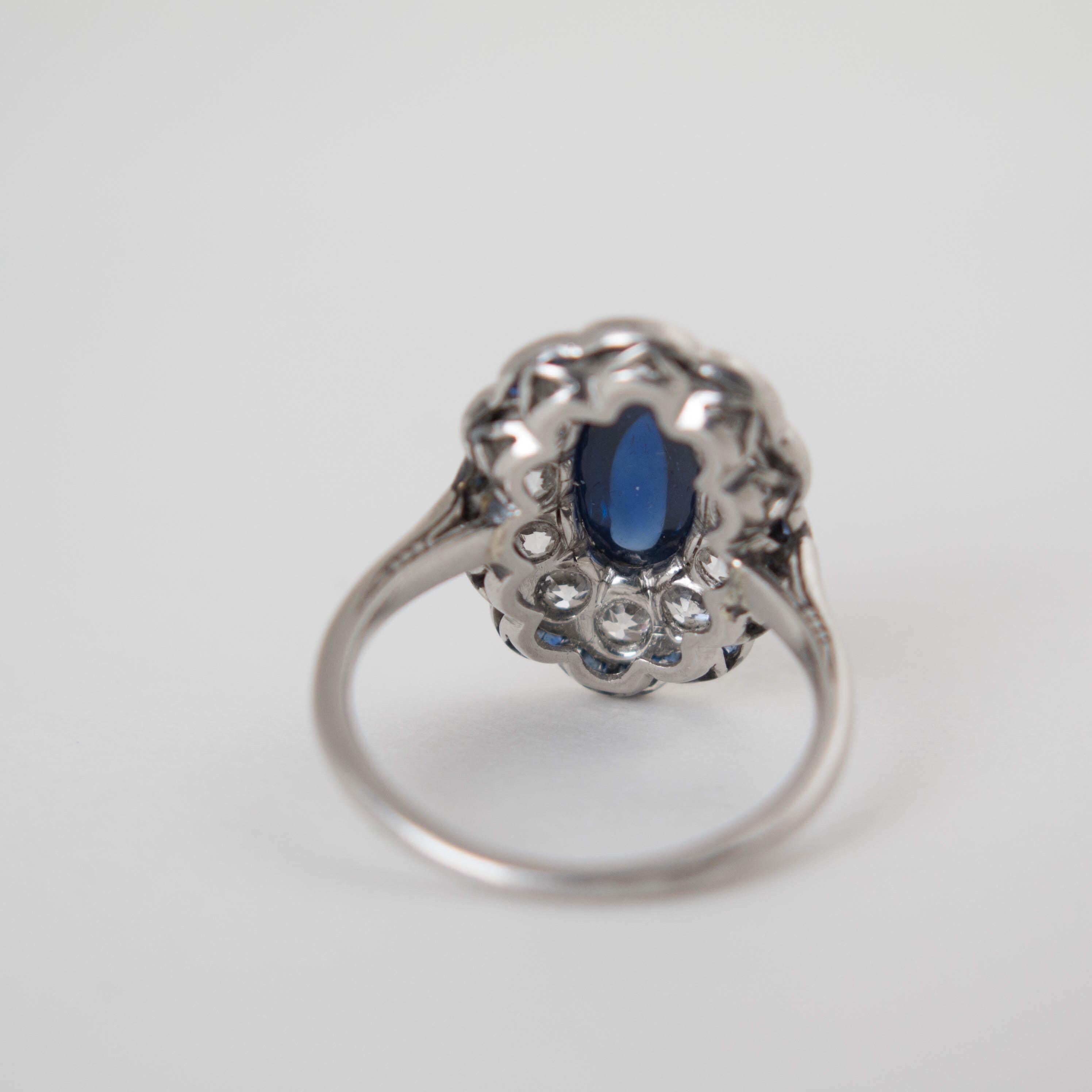 Women's Antique Edwardian Sapphire and Diamond Platinum Engagement Ring