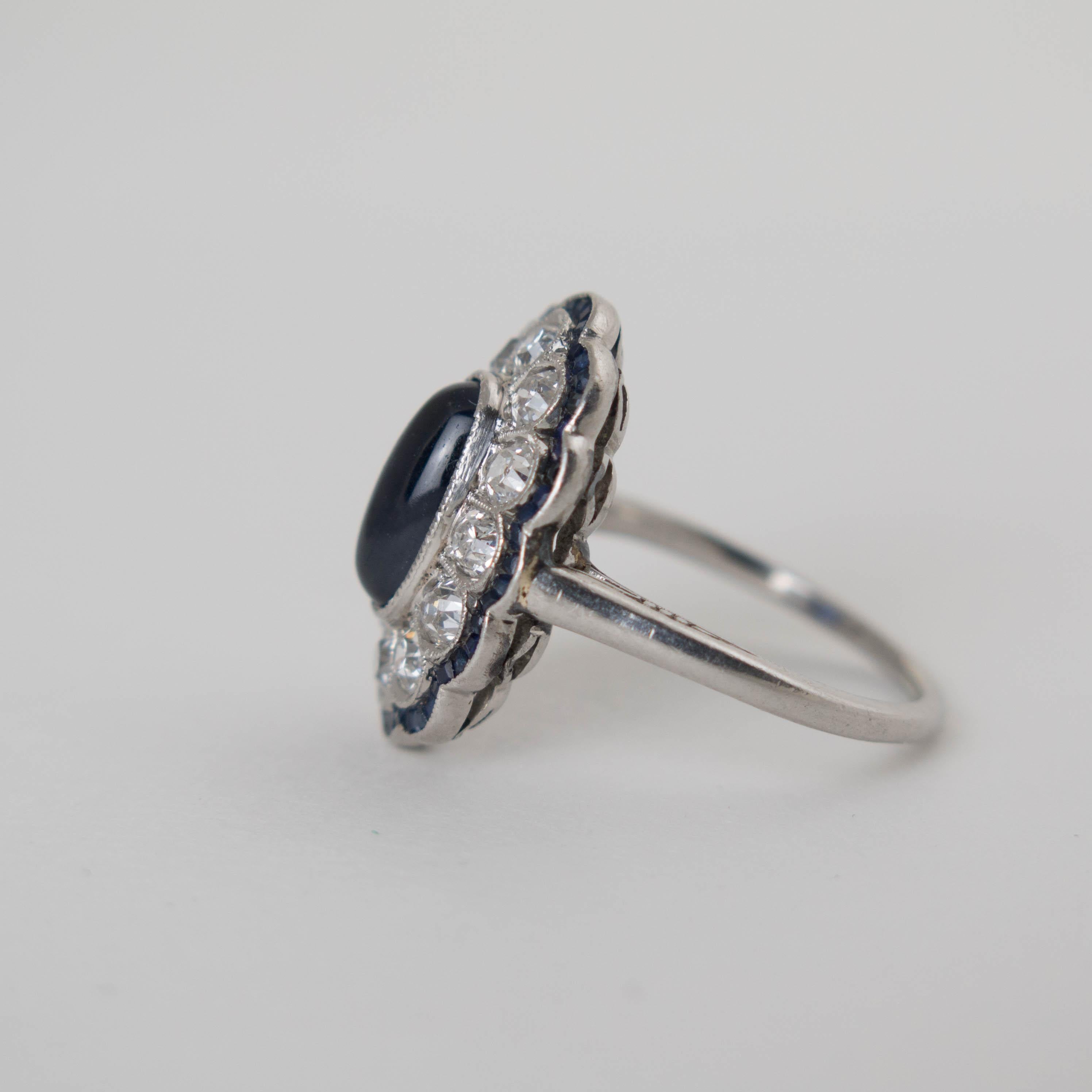 Antique Edwardian Sapphire and Diamond Platinum Engagement Ring 1