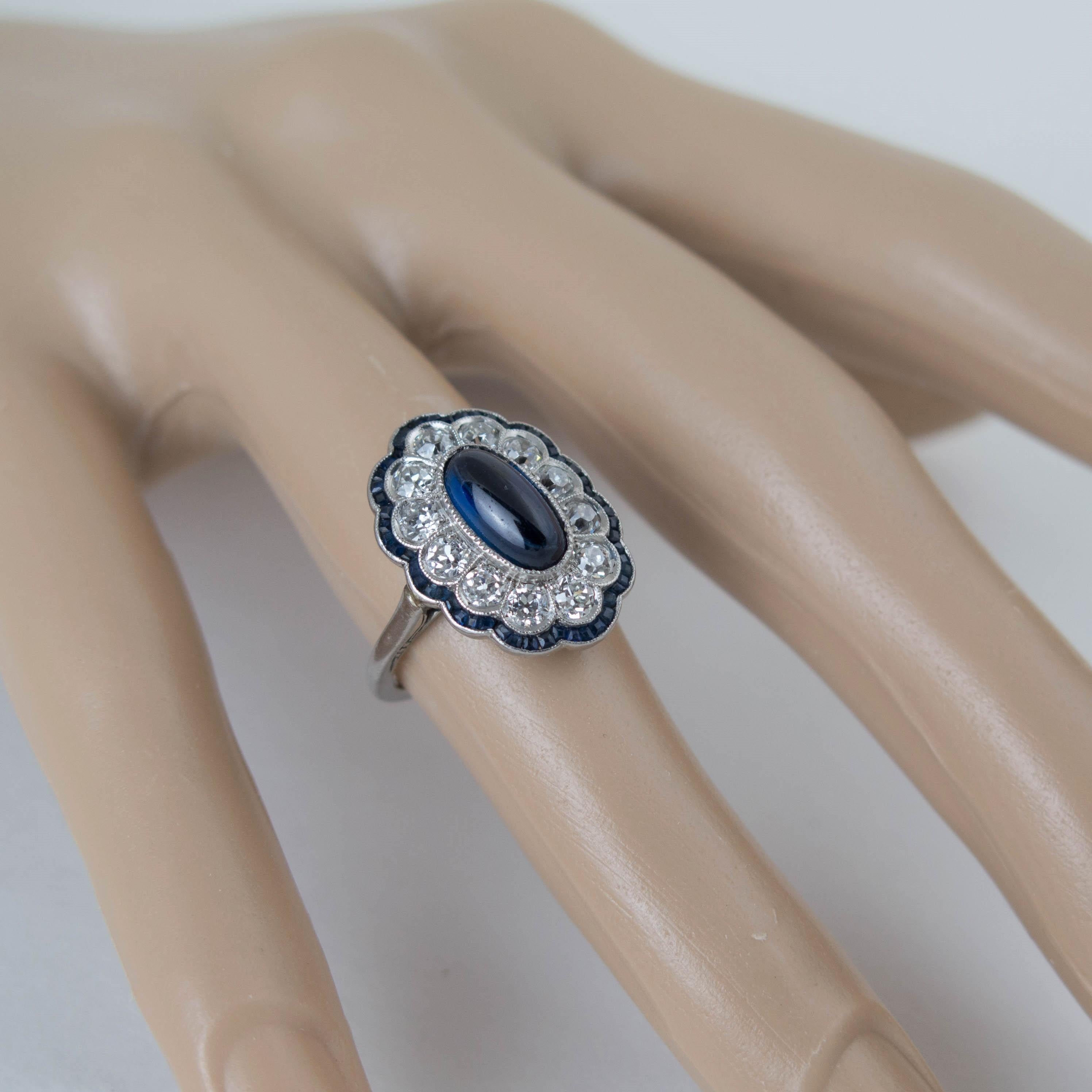 Antique Edwardian Sapphire and Diamond Platinum Engagement Ring 3